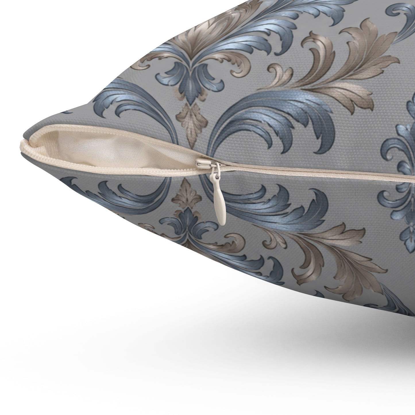 Elegant Blue Gray Damask Throw Pillows