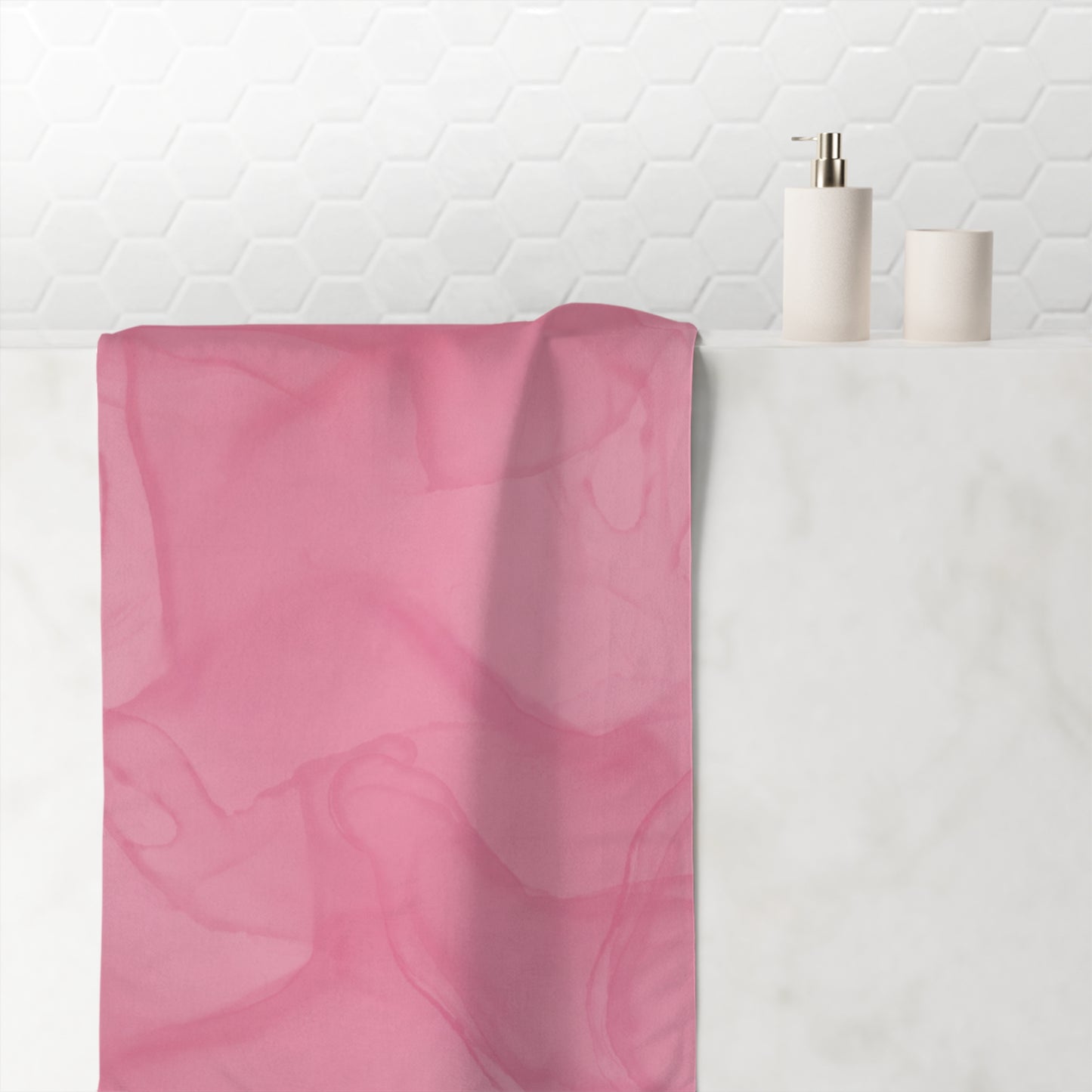 Blush Pink Beach Towel — Soft Mink-Cotton Swirl Design