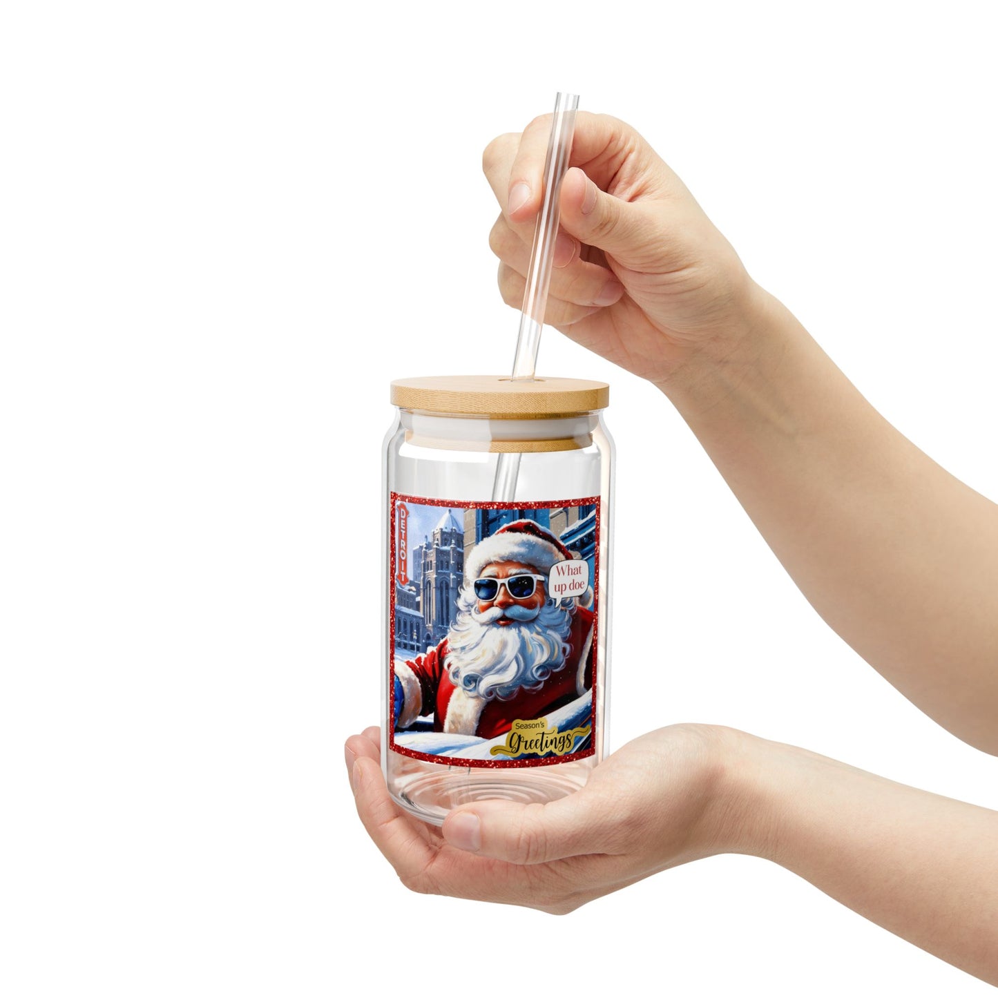 Motor City Santa Sipper Glass, 16oz