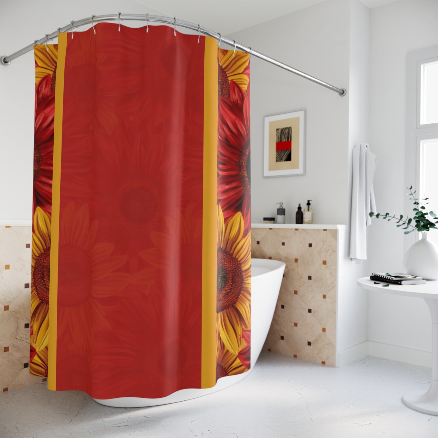 Crimson Gold Shower Curtains