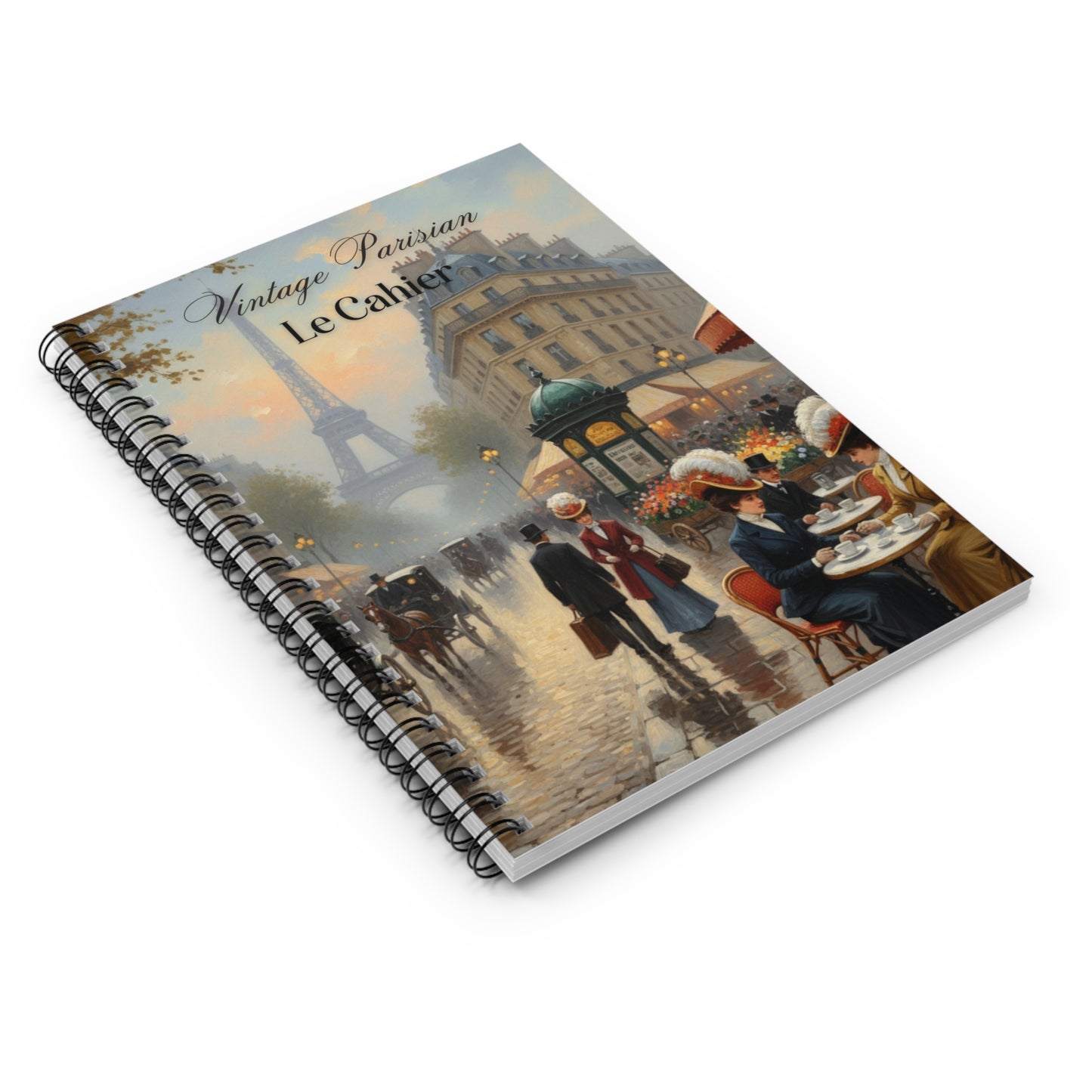 Vintage Parisian Spiral Notebook - Ruled Line
