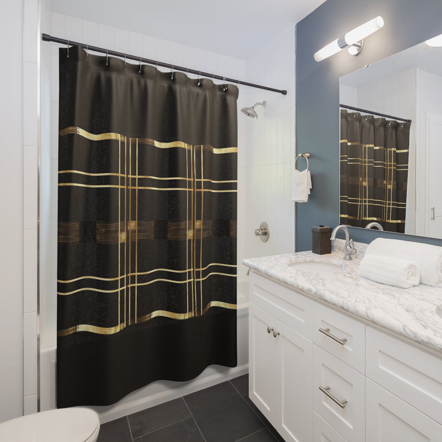 Noir & Gold Glam Shower Curtains