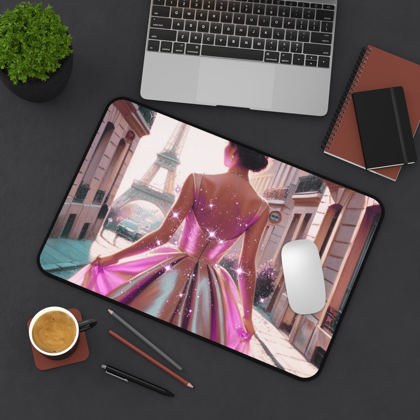 Parisian Stroll (Pink Gown) Desk Mat