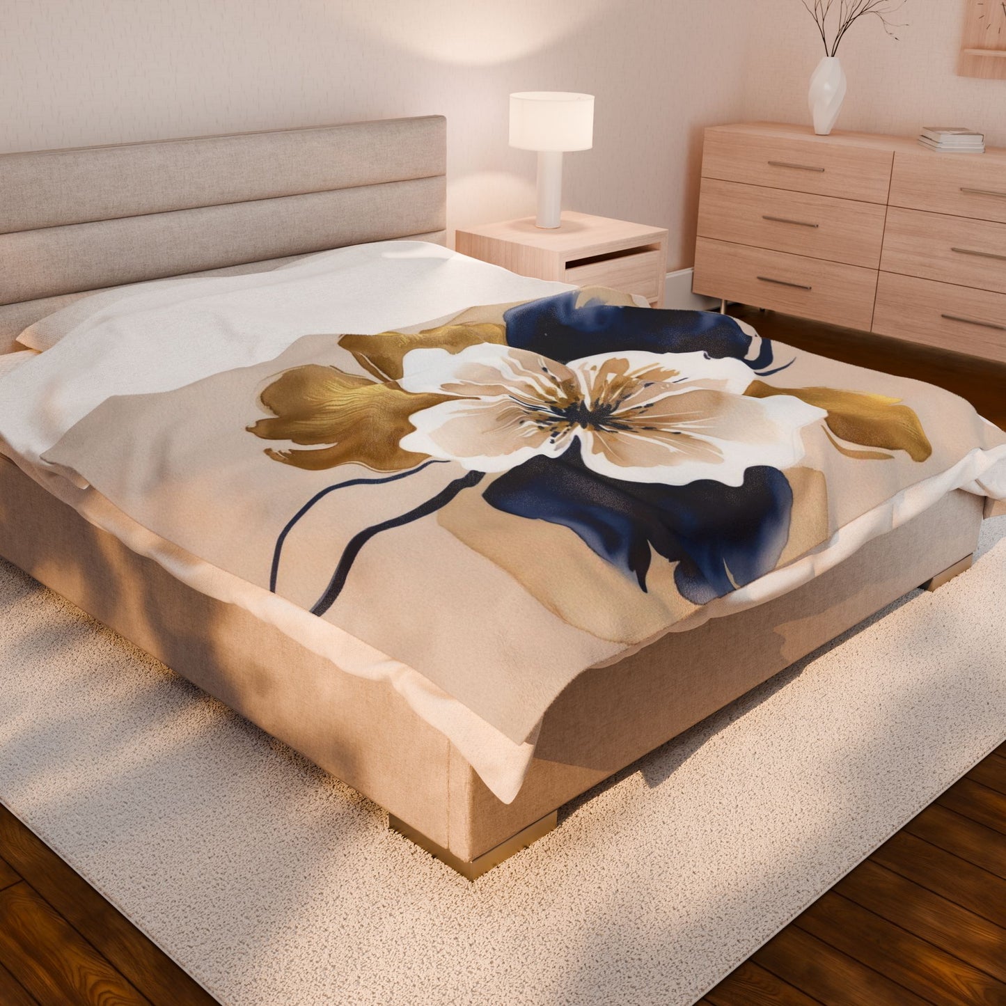 Abstract Floral Velveteen Plush Blanket