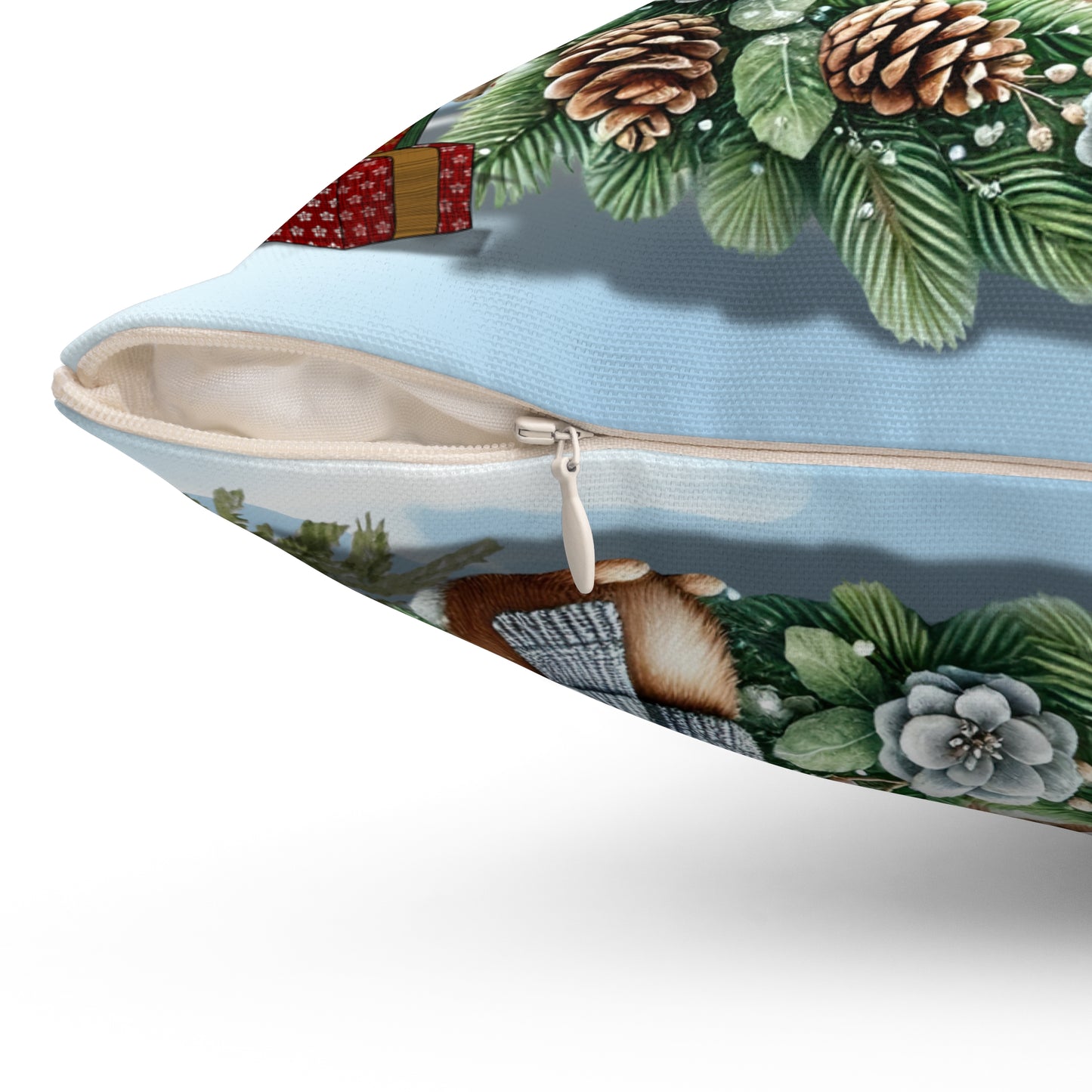 Merry Christmas Spun Polyester Square Pillow