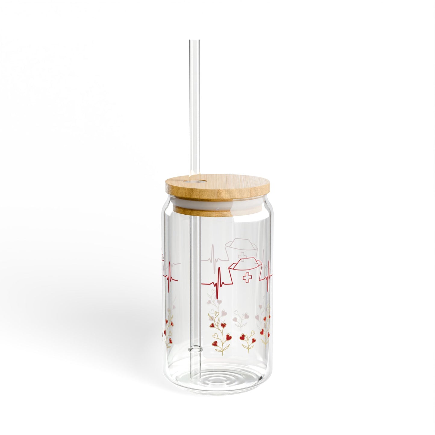 Nurse Heartbeat Sipper Glass, 16oz