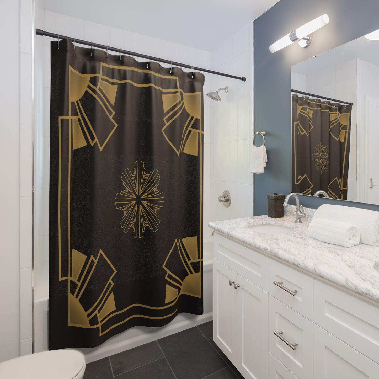 Midnight Luxe (Ebony) Shower Curtains
