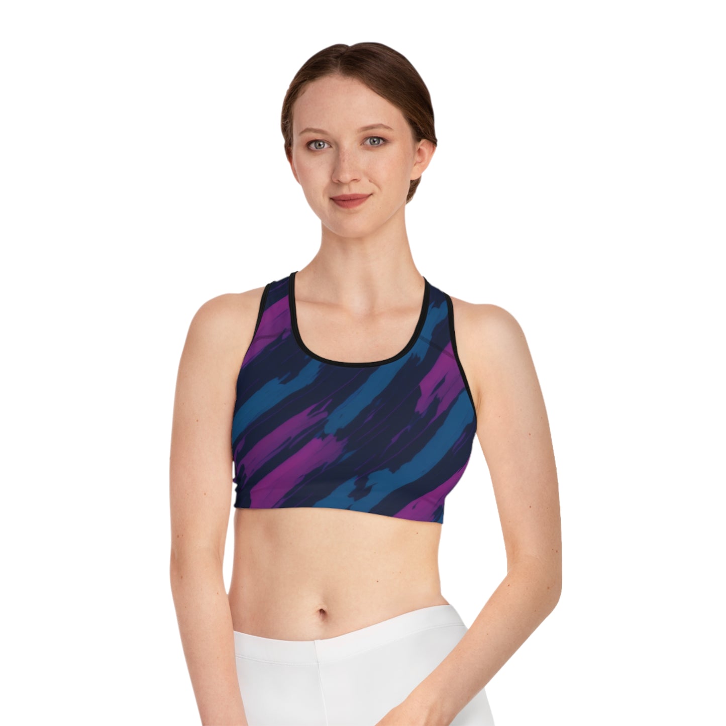 Pink/Blue Sports Bra (AOP)