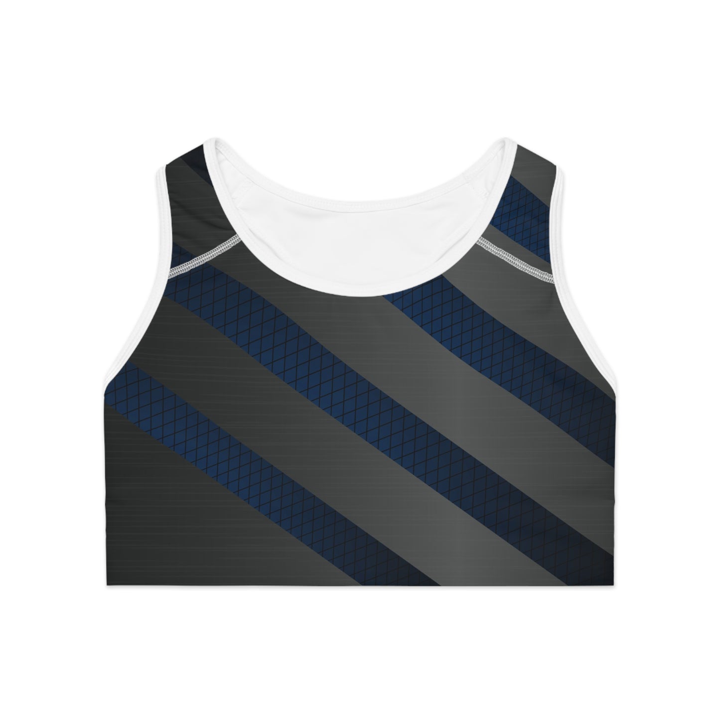Dark Gray/Blue Sports Bra (AOP)
