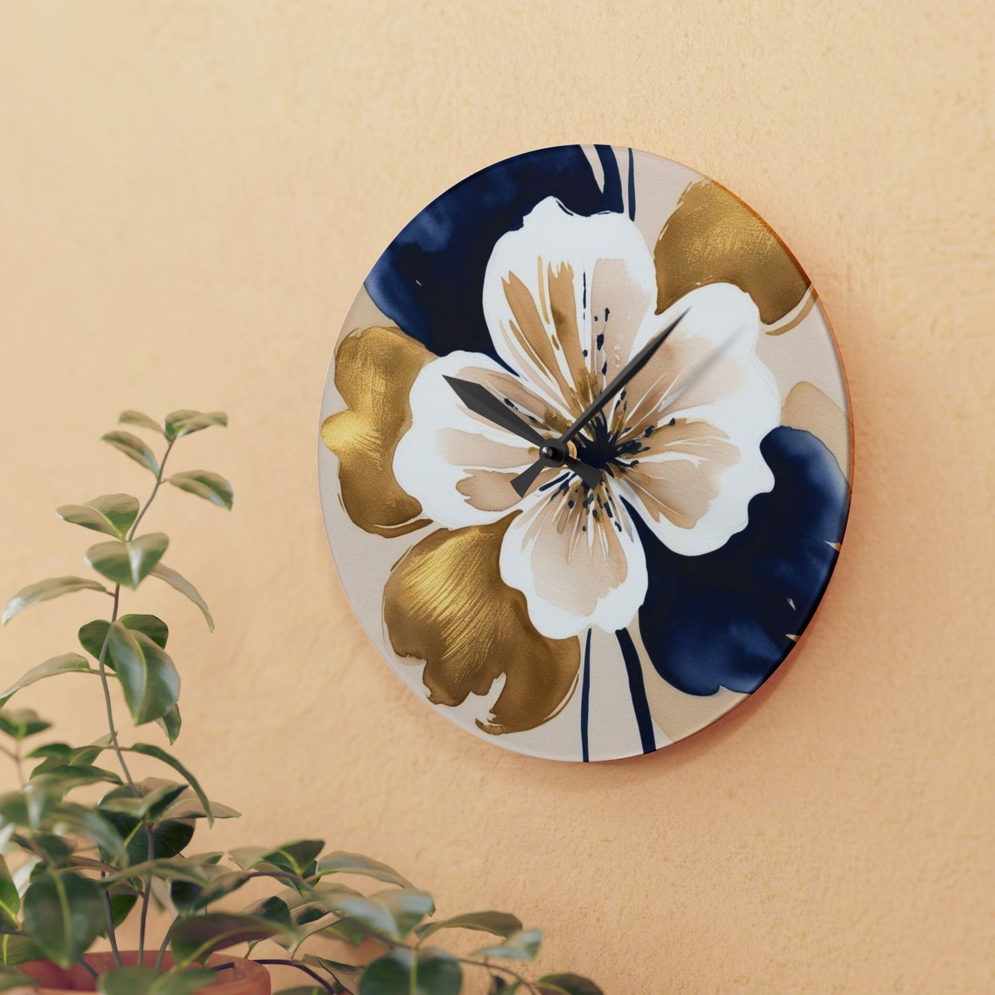 Abstract Floral Acrylic Wall Clock