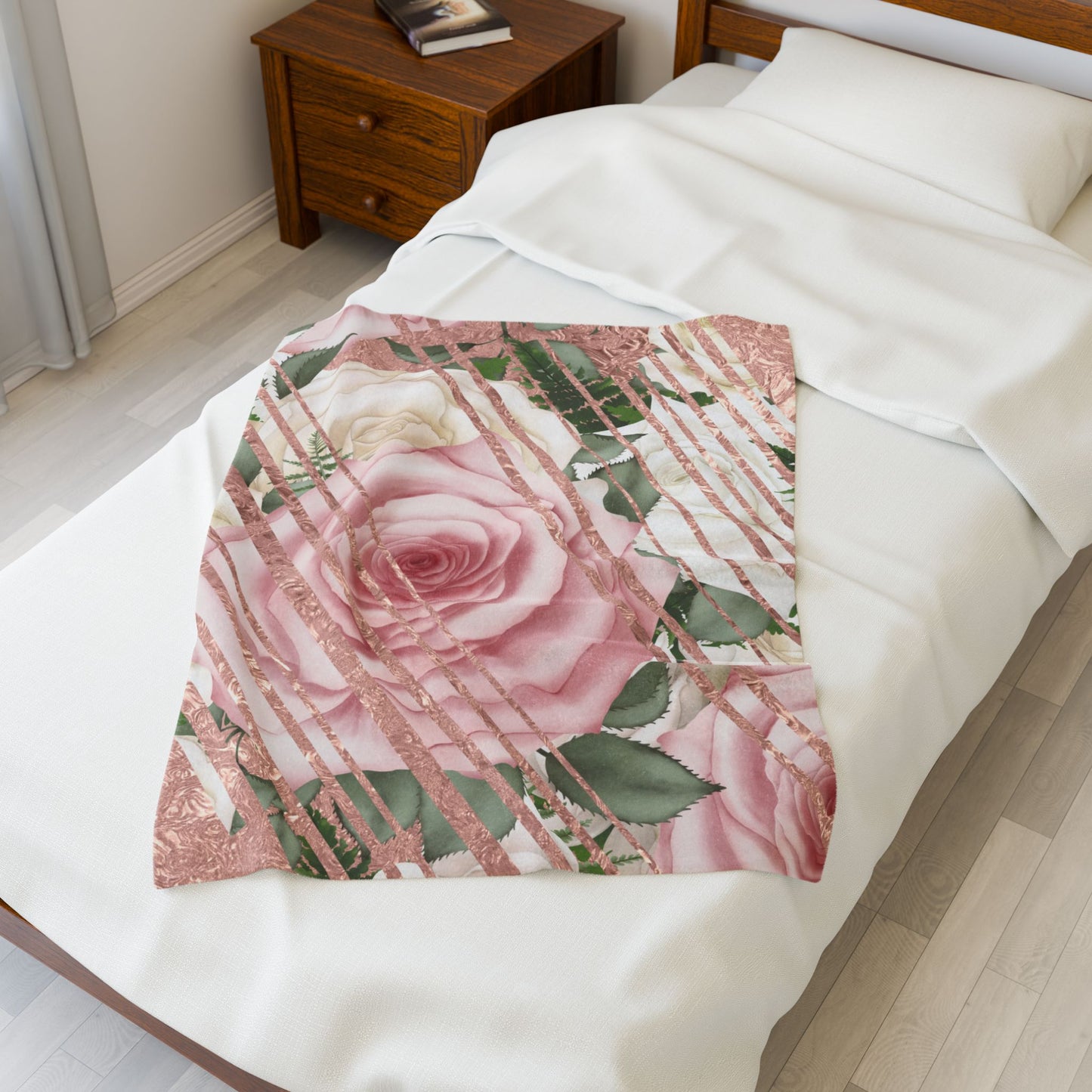 Kissed by a Rose Gold Velveteen Plush Blanket