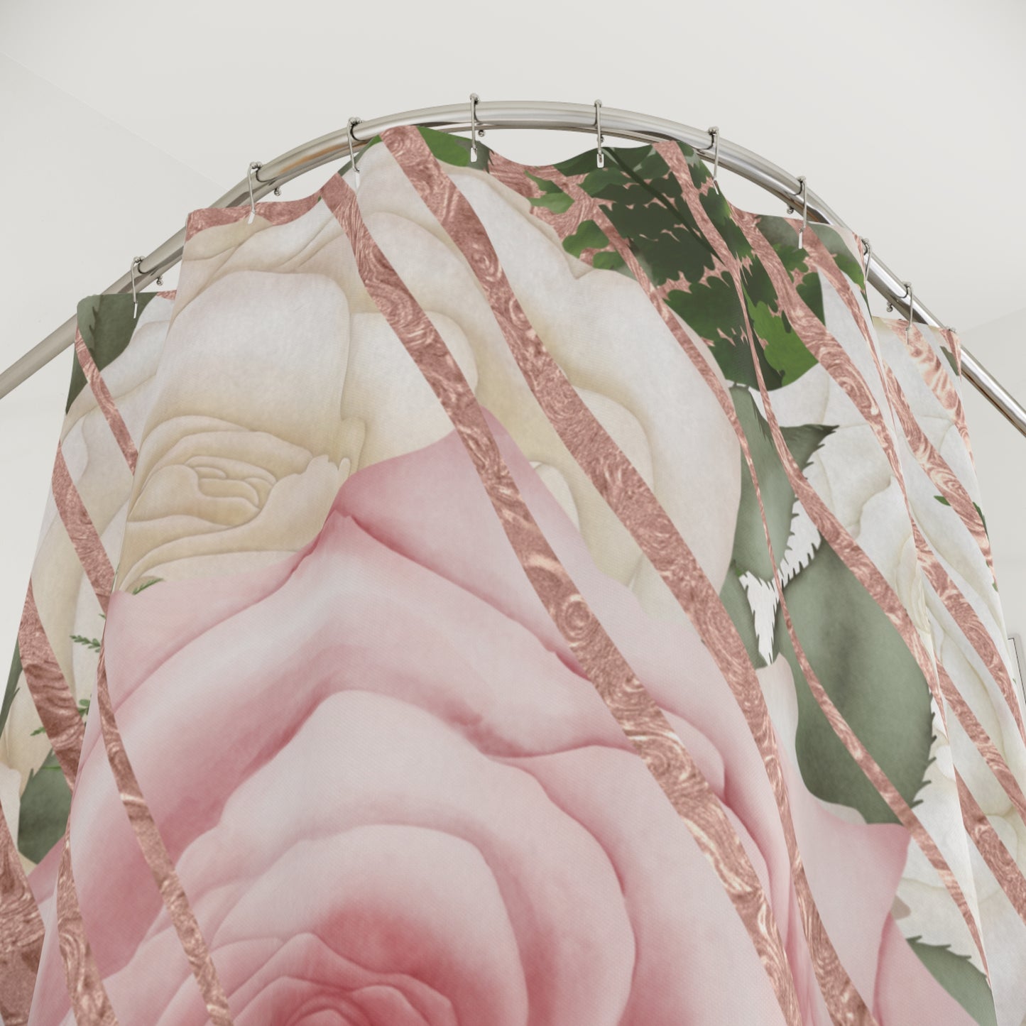 Kissed by a Rose Gold Shower Curtains
