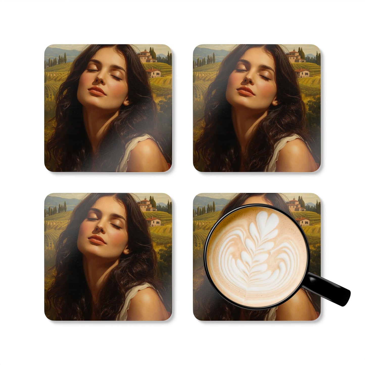 Sunrise in Puerto Rico Corkwood Coaster Set