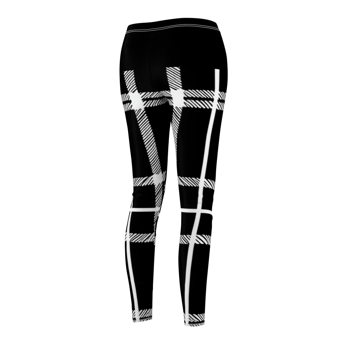 Black/White Women's Cut & Sew Casual Leggings (AOP)