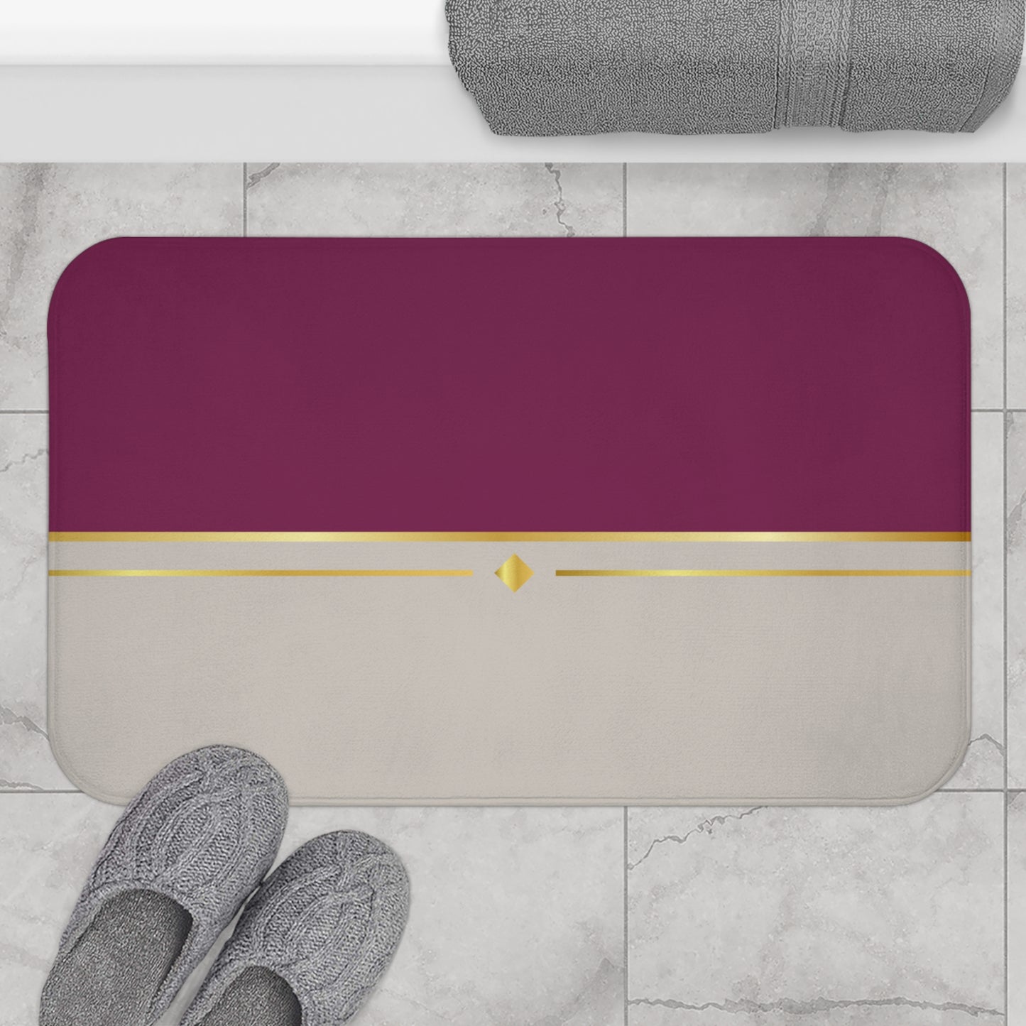 Fuchsia & Taupe Haven Bath Mat
