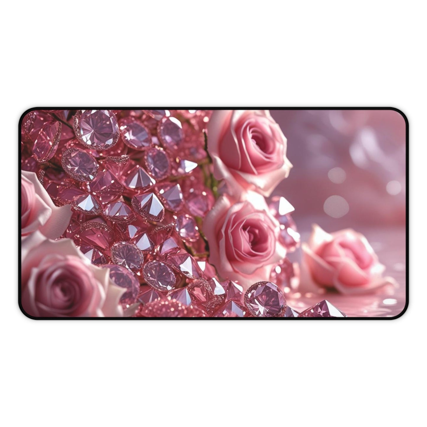 Pink Diamonds & Petals Desk Mat