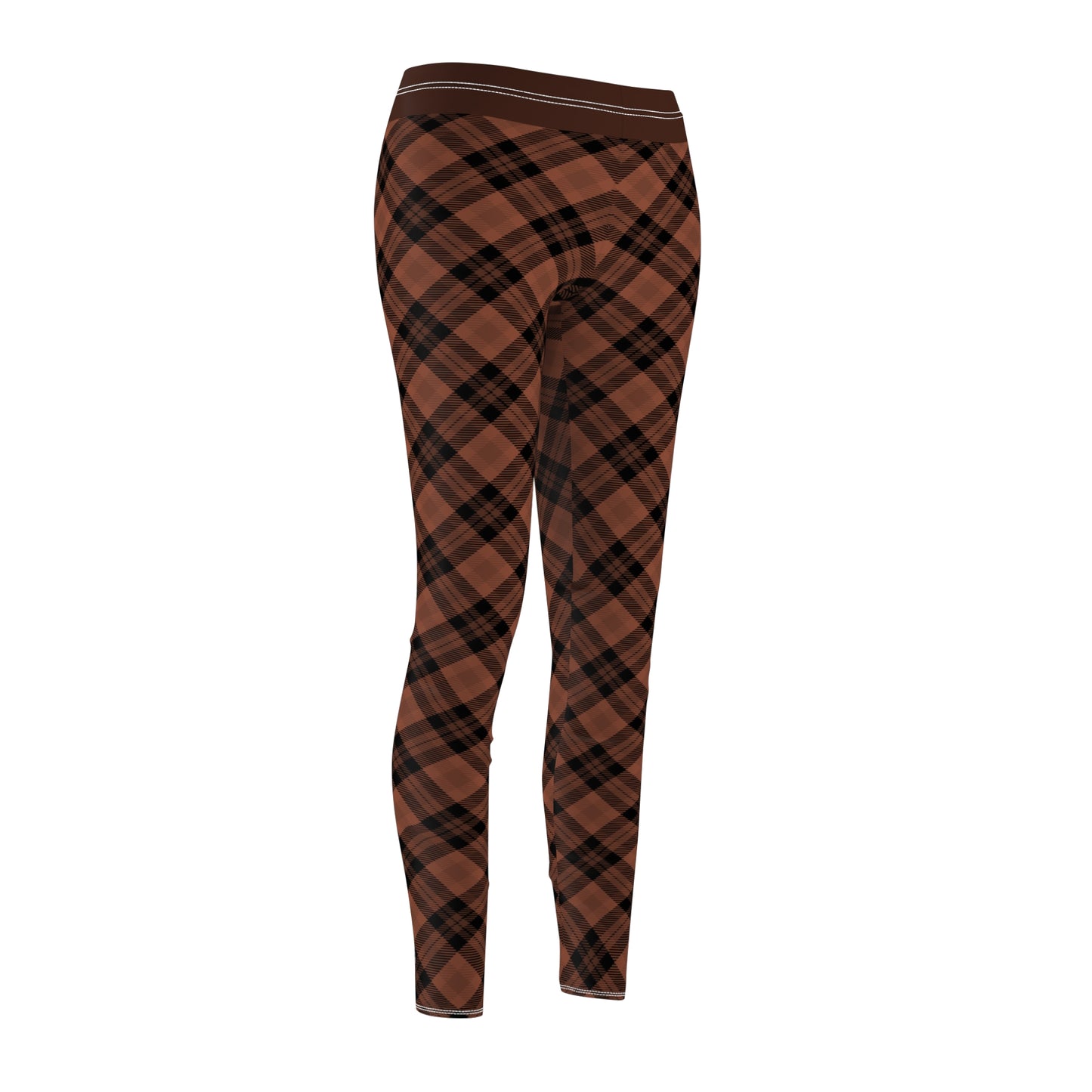 Brown w/Cocoa Trim Women's Cut & Sew Casual Leggings (AOP)