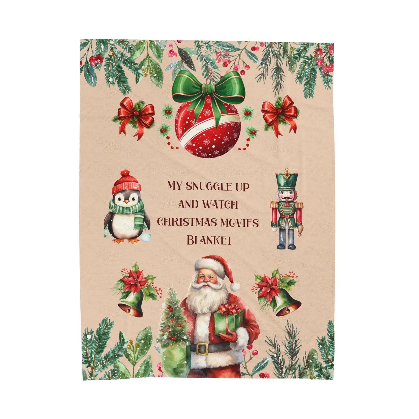 Christmas Movie Watching Velveteen Plush Blanket