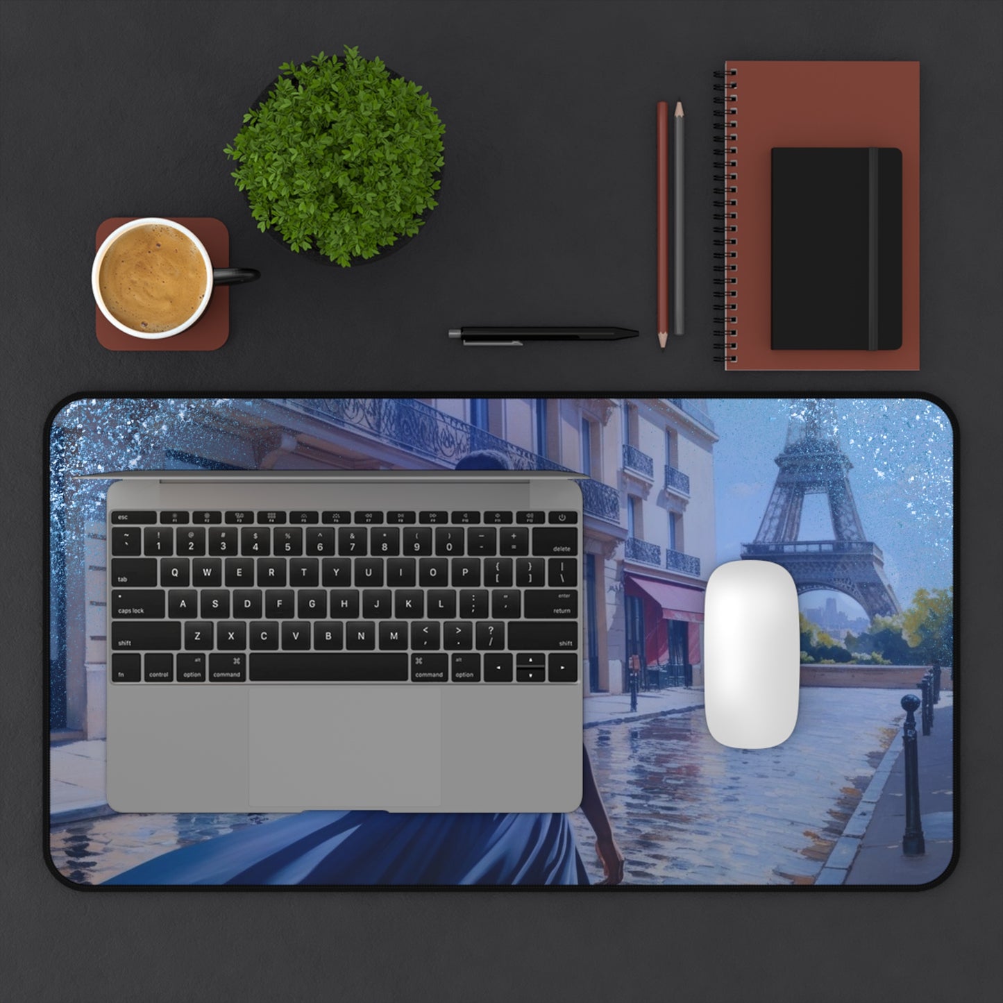 Parisian Stroll (Blue Gown) Desk Mat