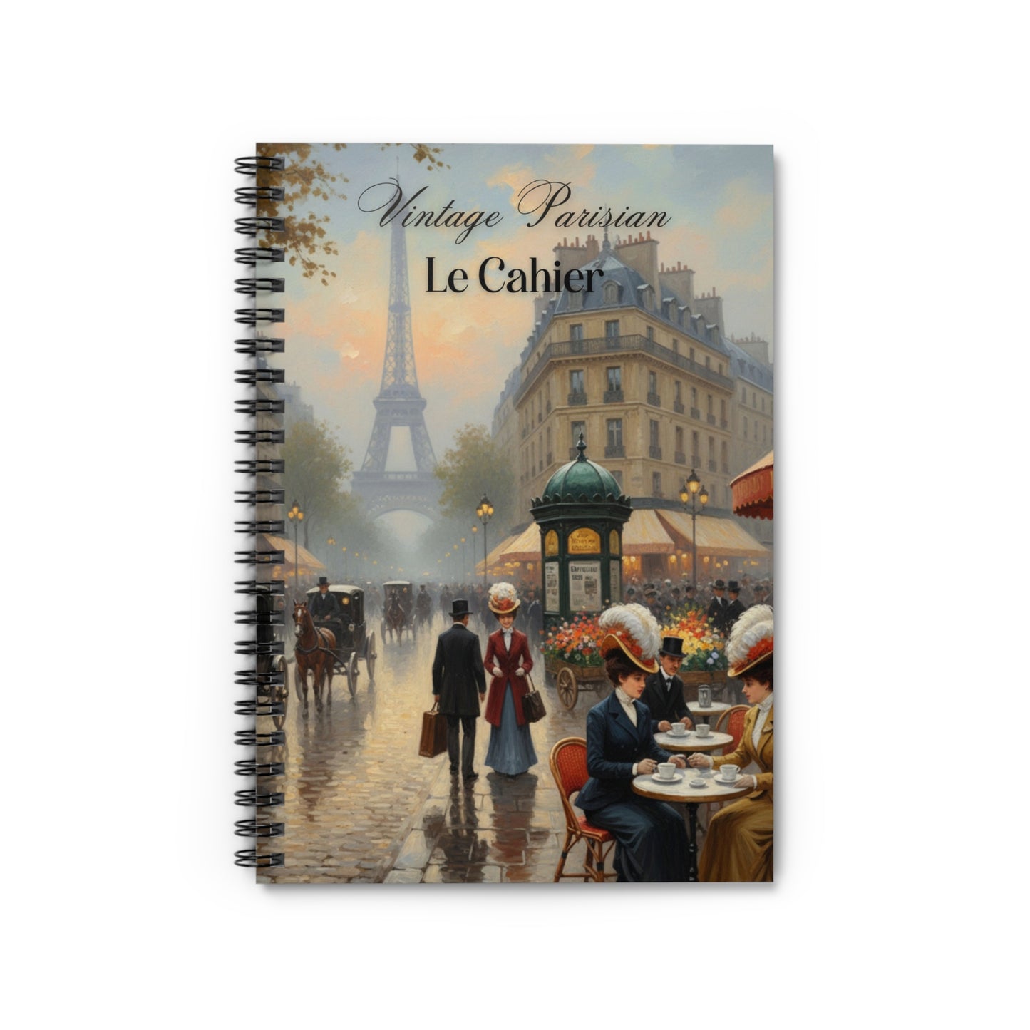 Vintage Parisian Spiral Notebook - Ruled Line