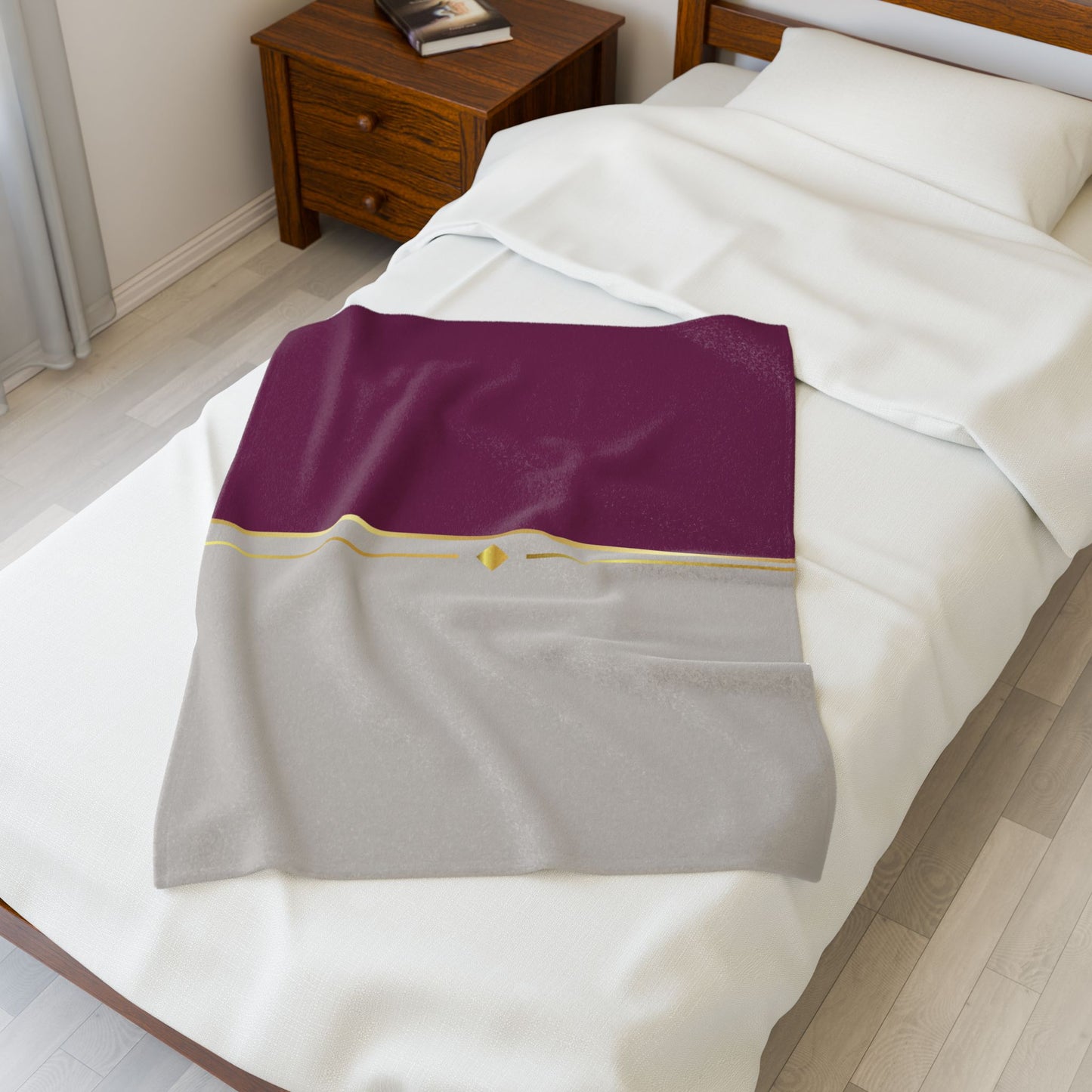 Fuchsia and Taupe Haven Velveteen Plush Blanket