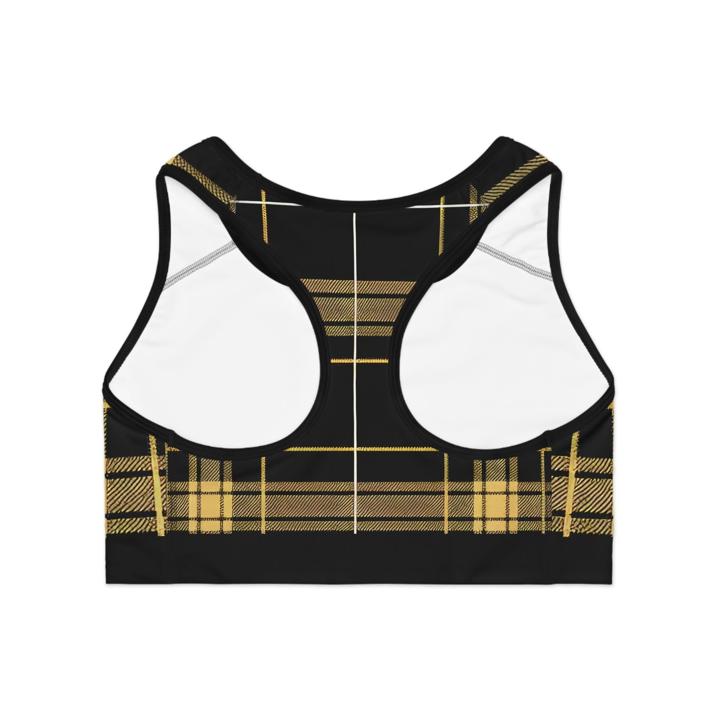 Black/Gold Plaid Sports Bra (AOP)