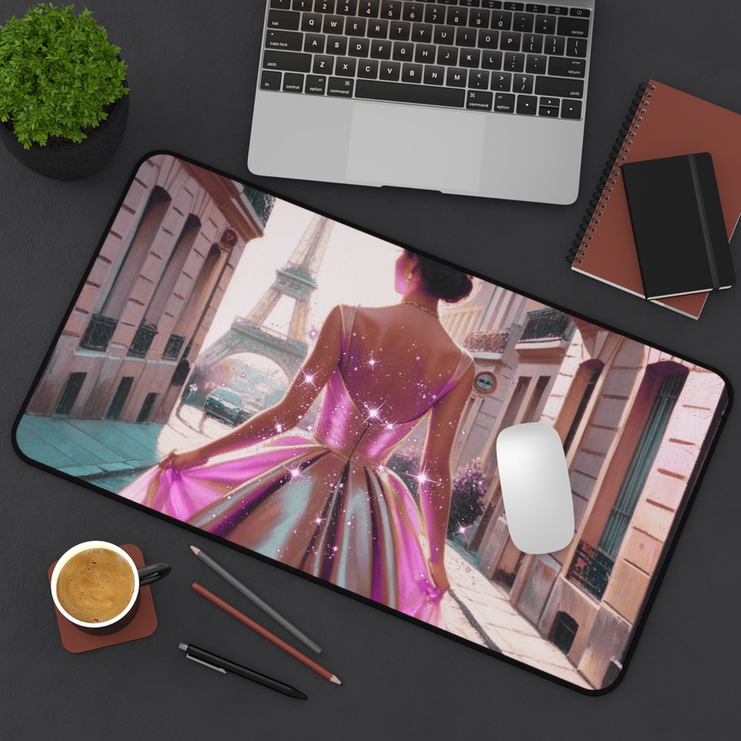 Parisian Stroll (Pink Gown) Desk Mat