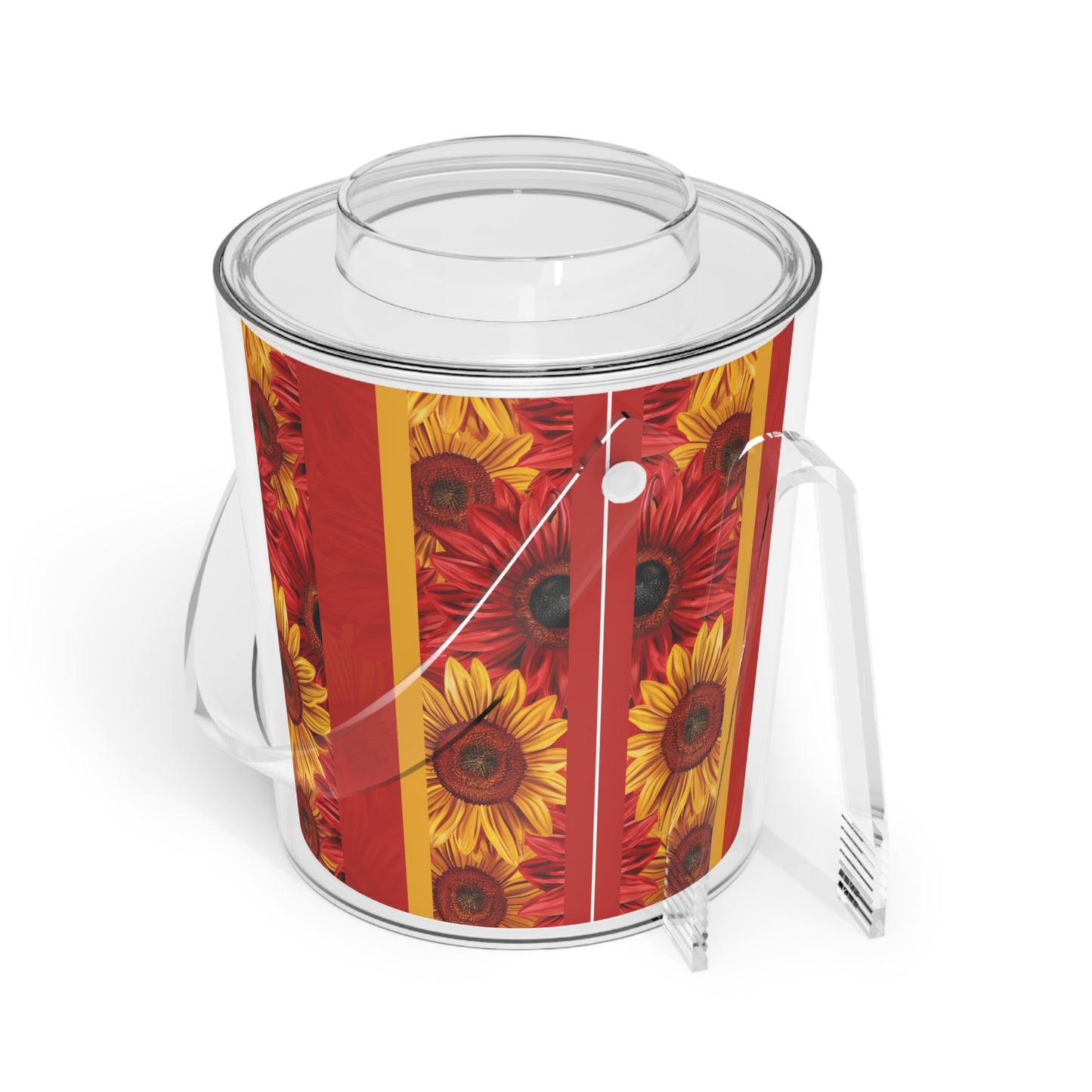 Crimson Gold Ice Bucket with Tongs