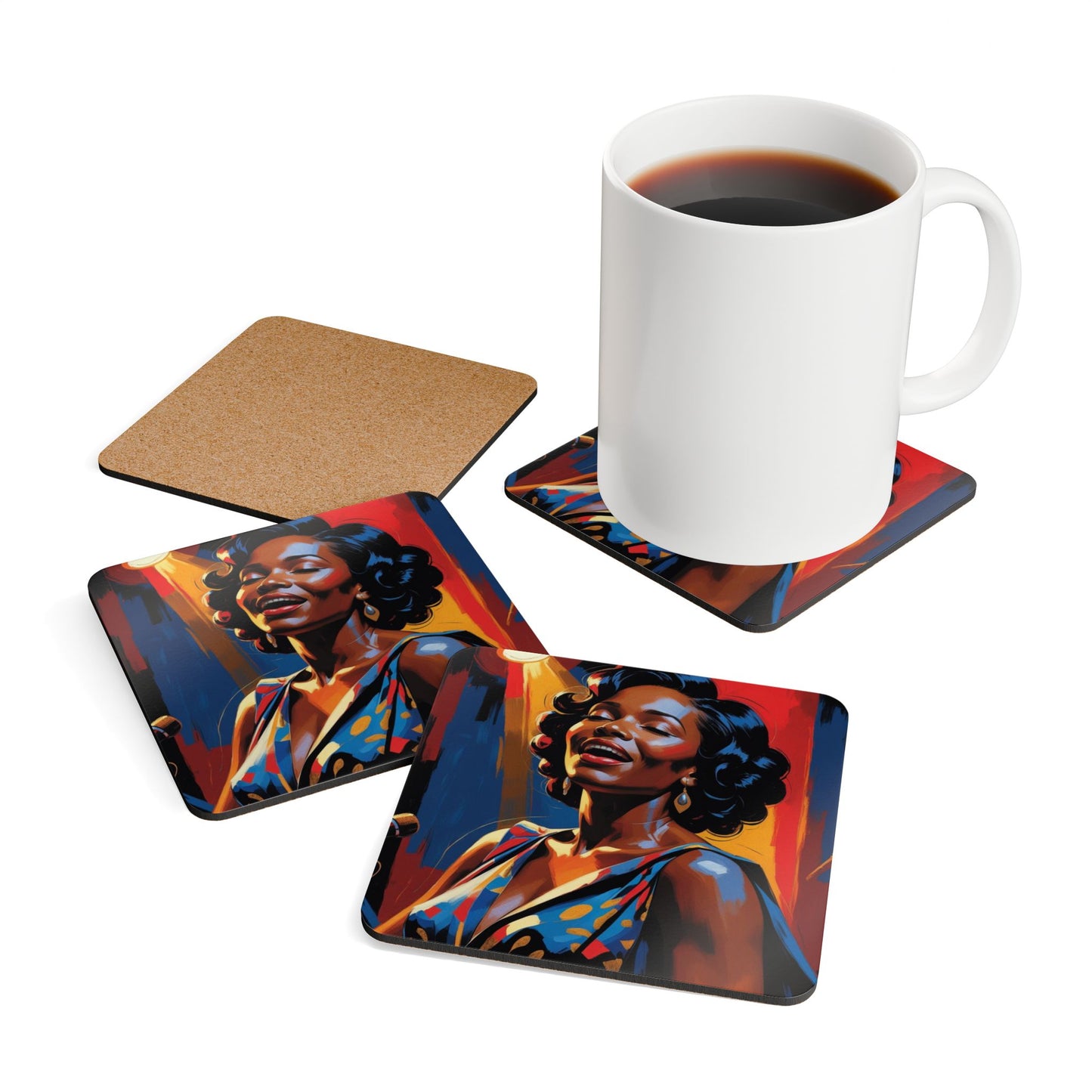 Jazz Songstress Corkwood Coaster Set