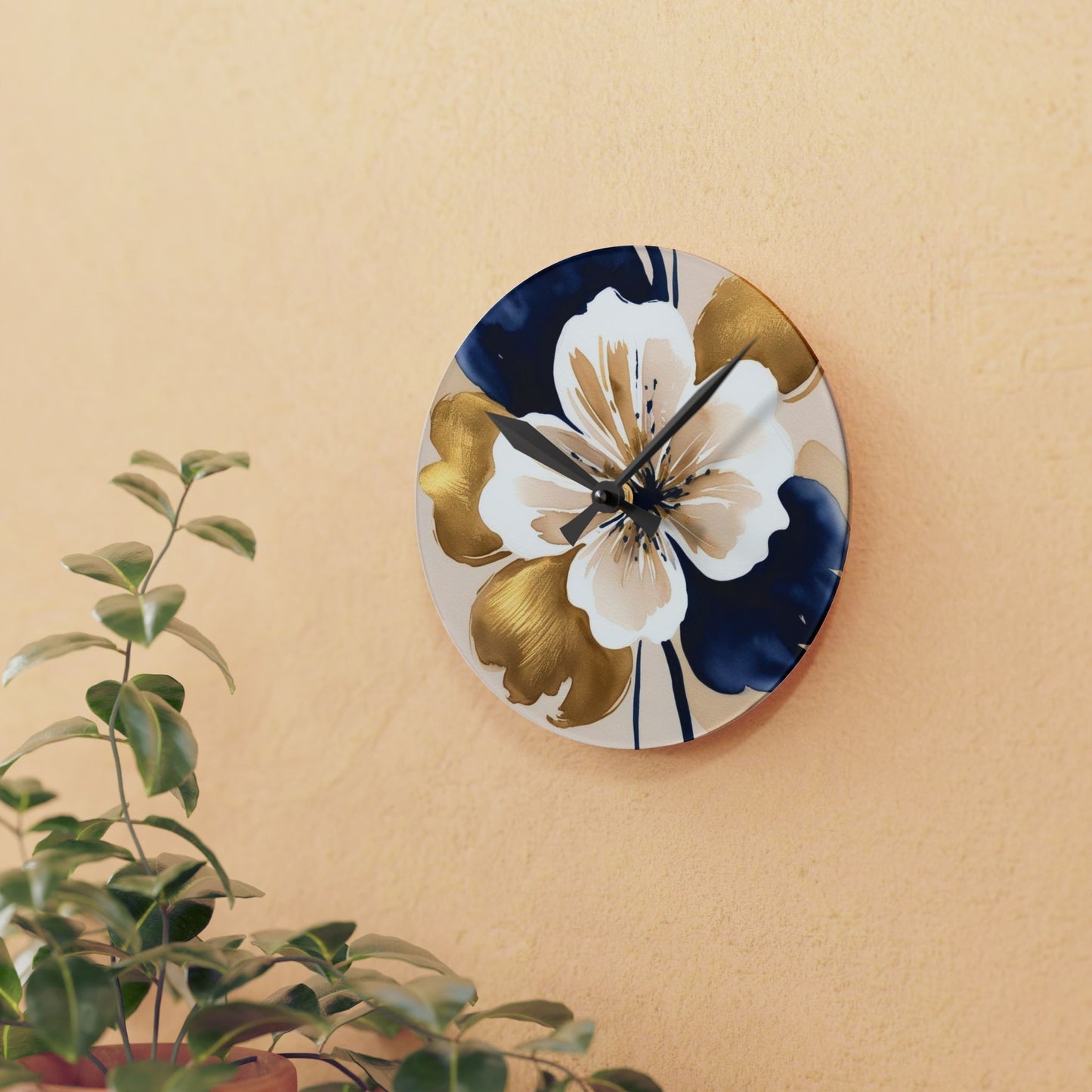 Abstract Floral Acrylic Wall Clock