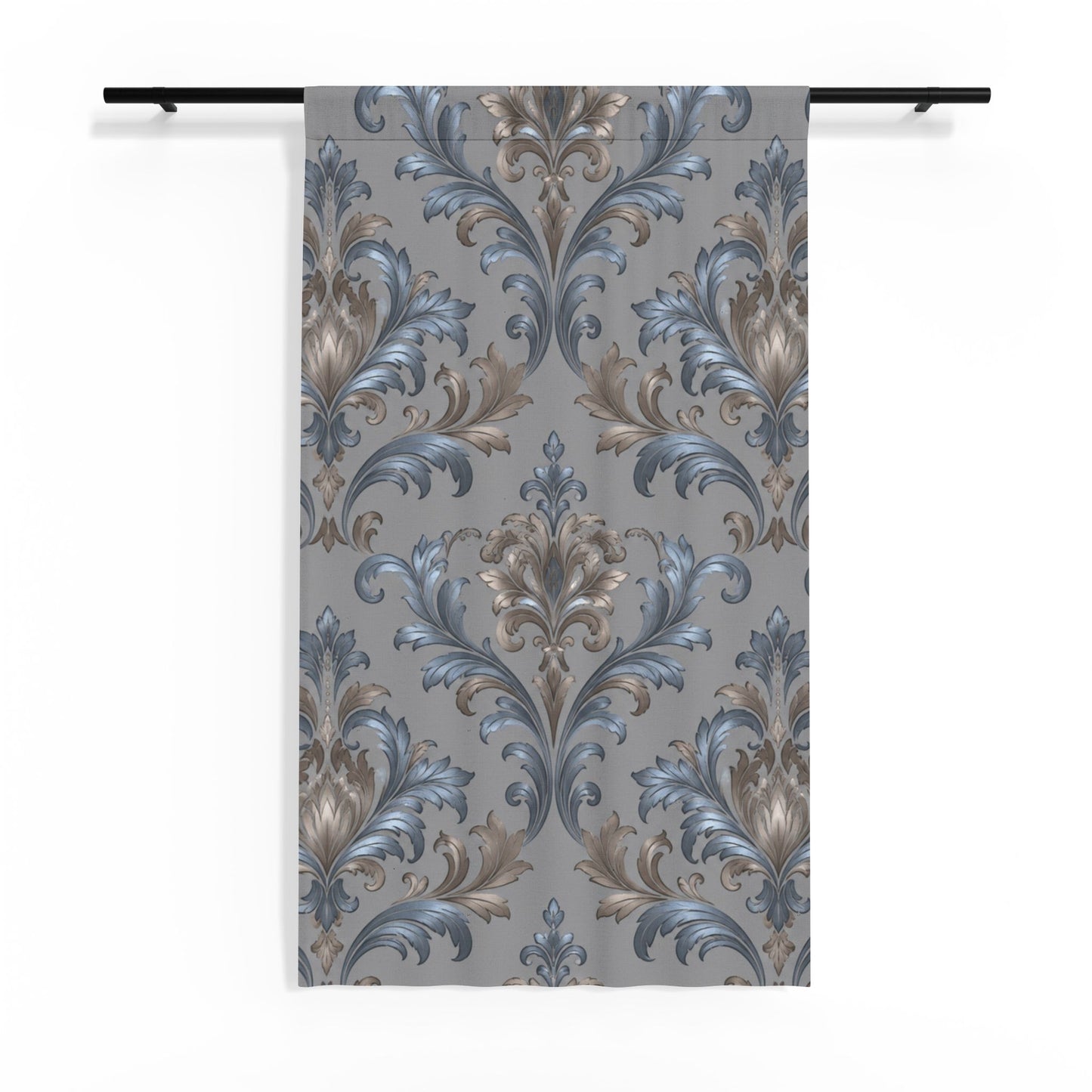Elegant Blue Gray Damask Sheer Panel for Living Room, Bedroom