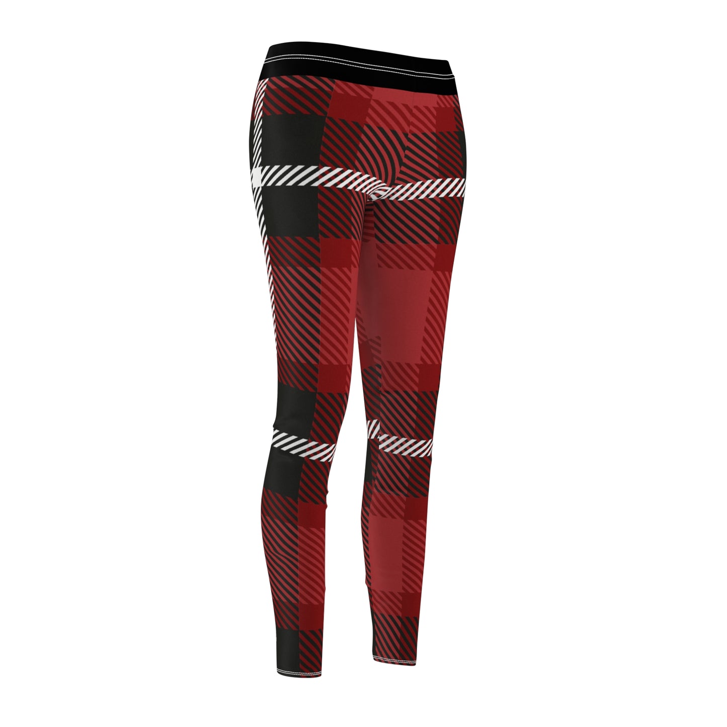 Red/Black Women's Cut & Sew Casual Leggings (AOP)