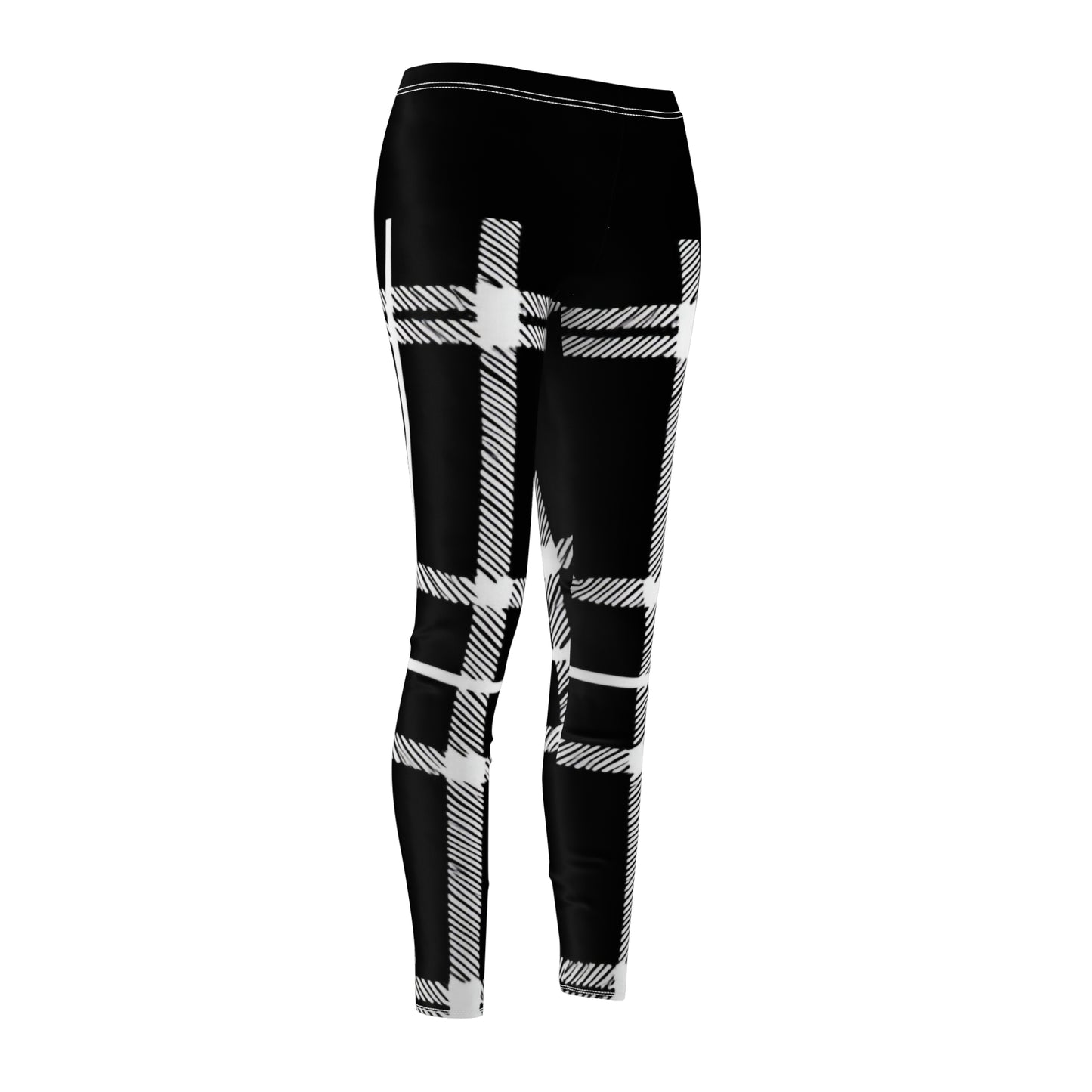 Black/White Women's Cut & Sew Casual Leggings (AOP)