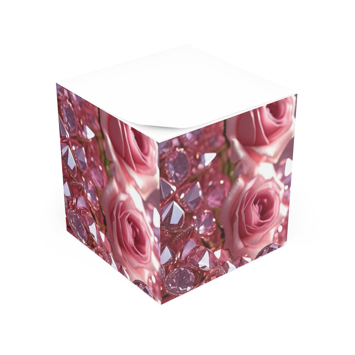 Pink Diamonds & Petals Note Cube