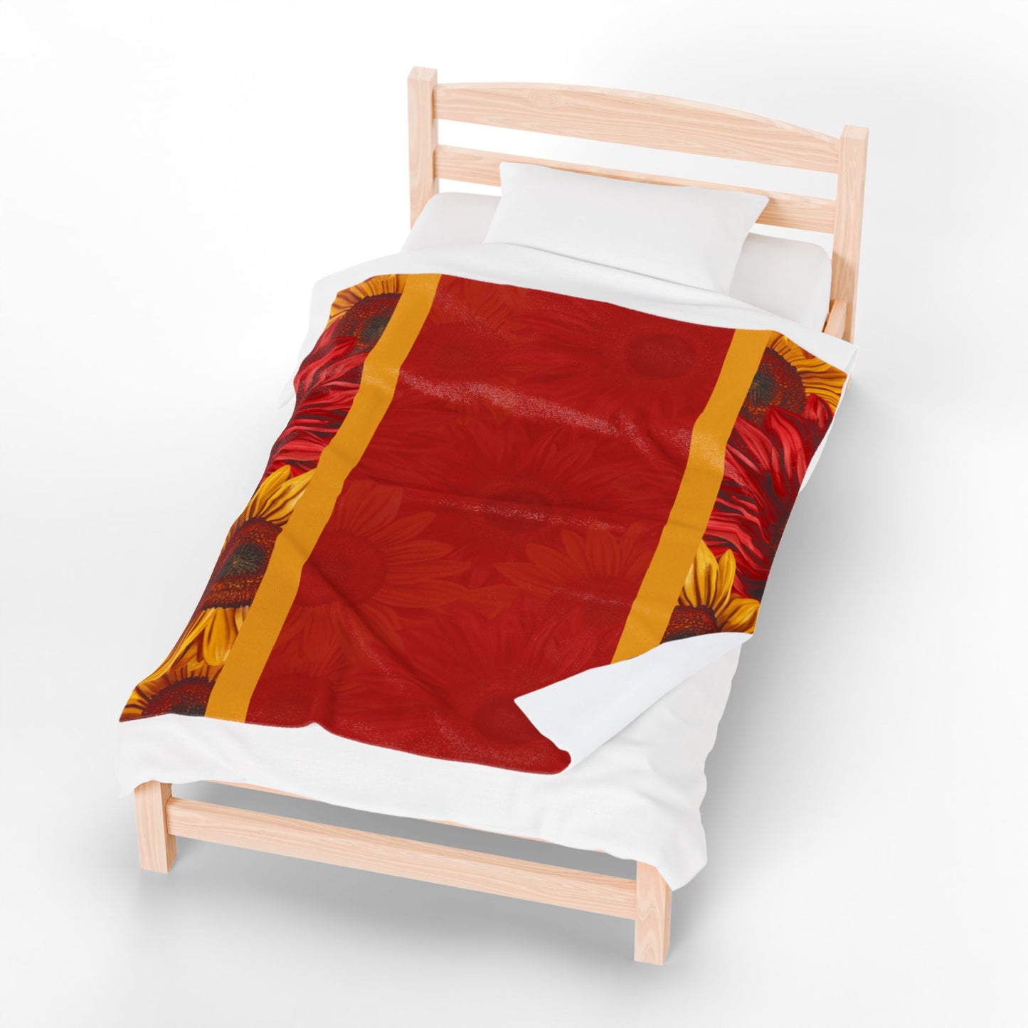 Crimson Gold Velveteen Plush Blanket