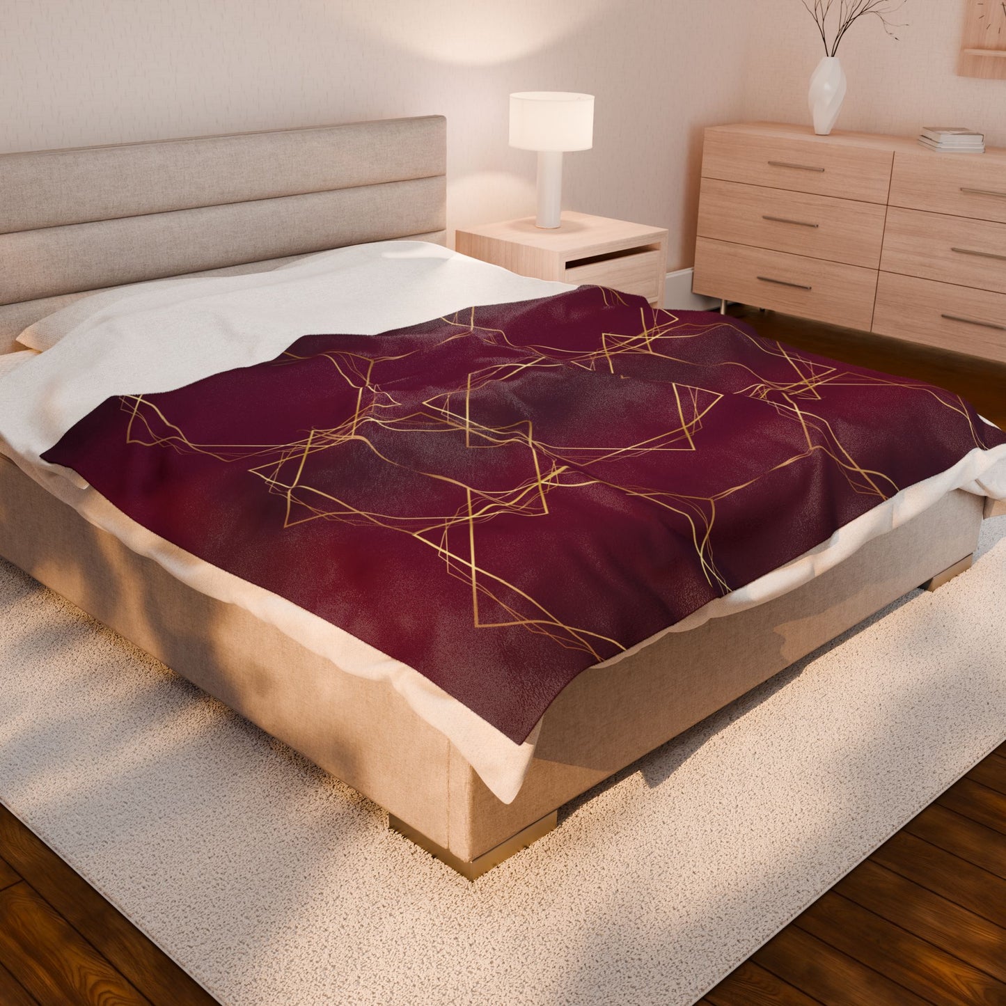 Gilded Elegance (Burgundy) Velveteen Plush Blanket