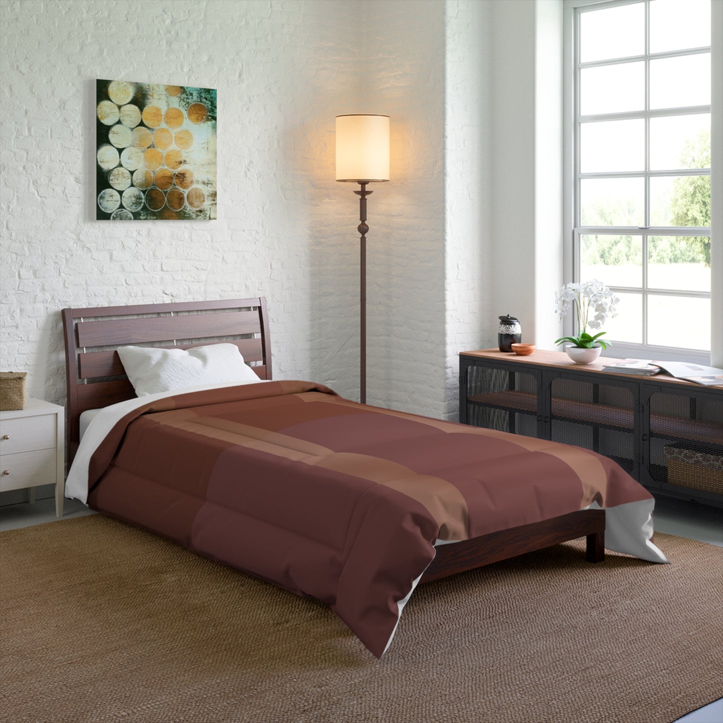 Down to Earthtone Stripe Comforter – Brown Cozy Plaid Bedding