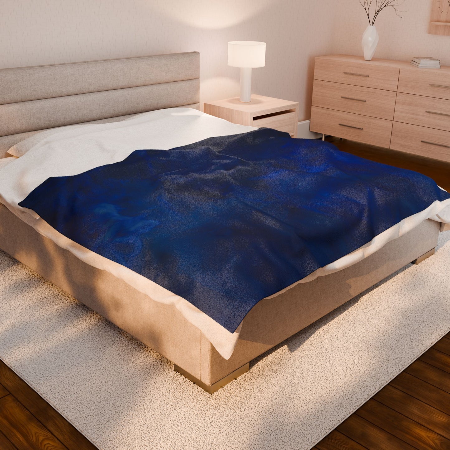 A Kind of Smoky Blue Velveteen Plush Blanket