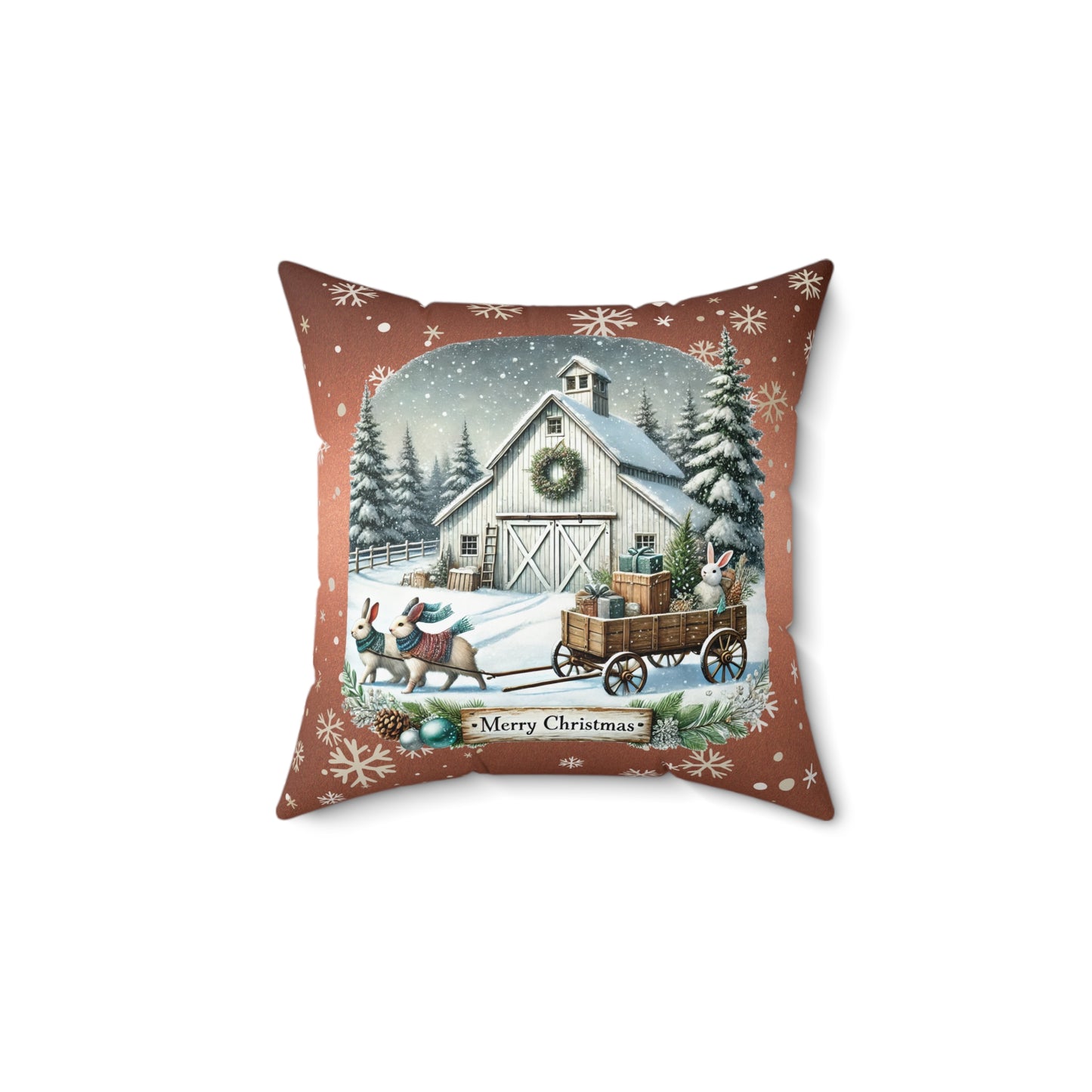 Merry Christmas 2 Spun Polyester Square Pillow