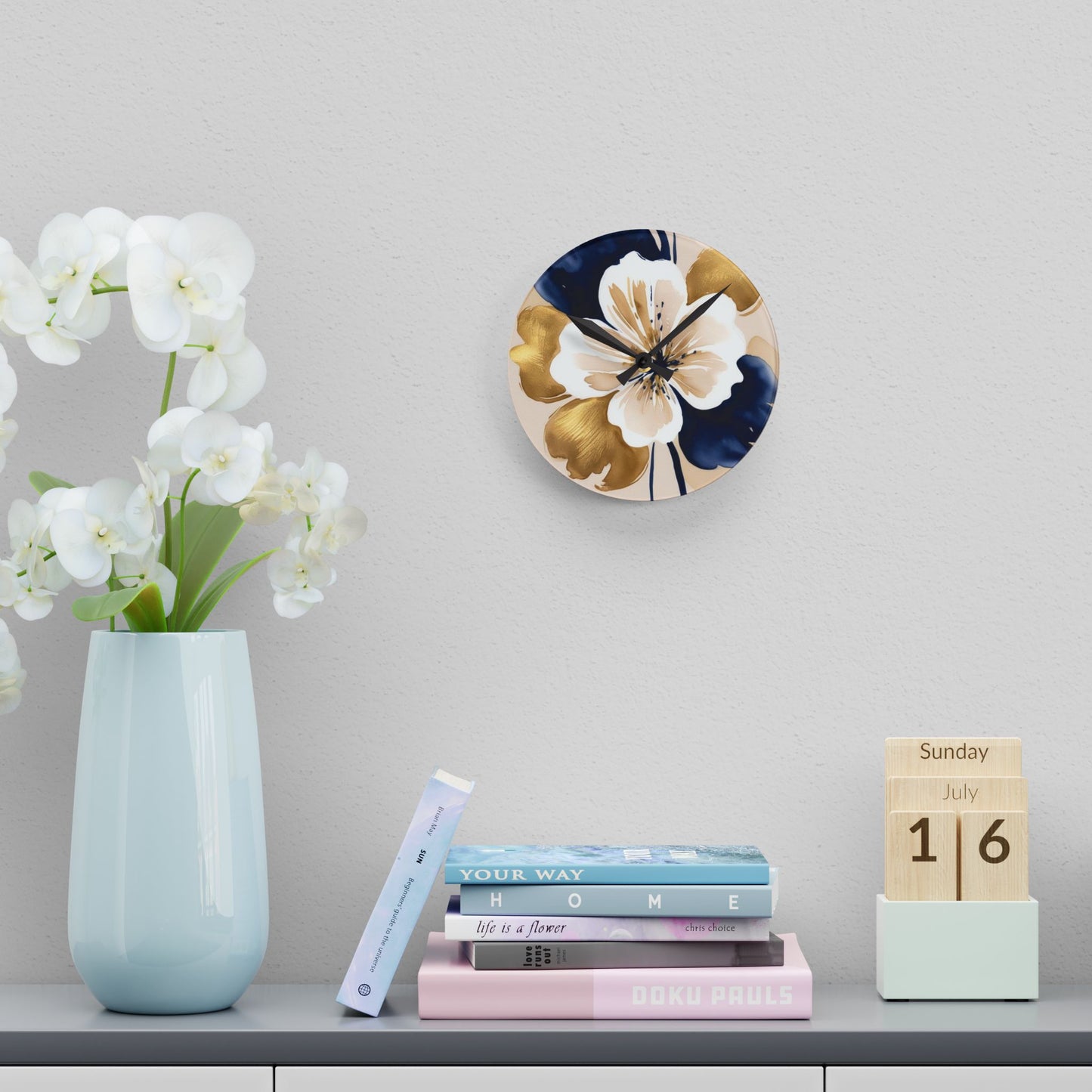 Abstract Floral Acrylic Wall Clock