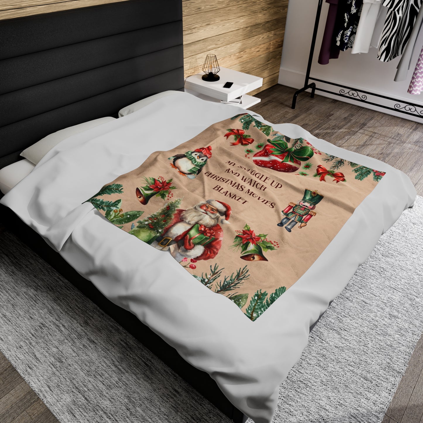 Christmas Movie Watching Velveteen Plush Blanket