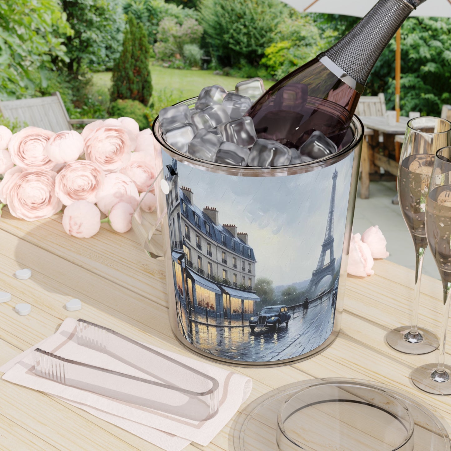A Rainy Day in Paris Ice Bucket with Tongs