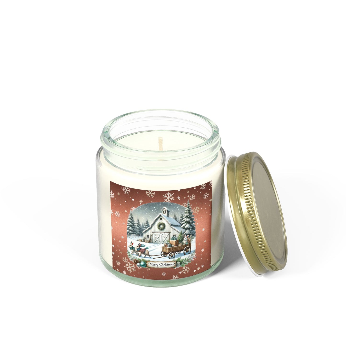 Merry Christmas 2 Scented Candles, Coconut Apricot Wax (4oz, 9oz)