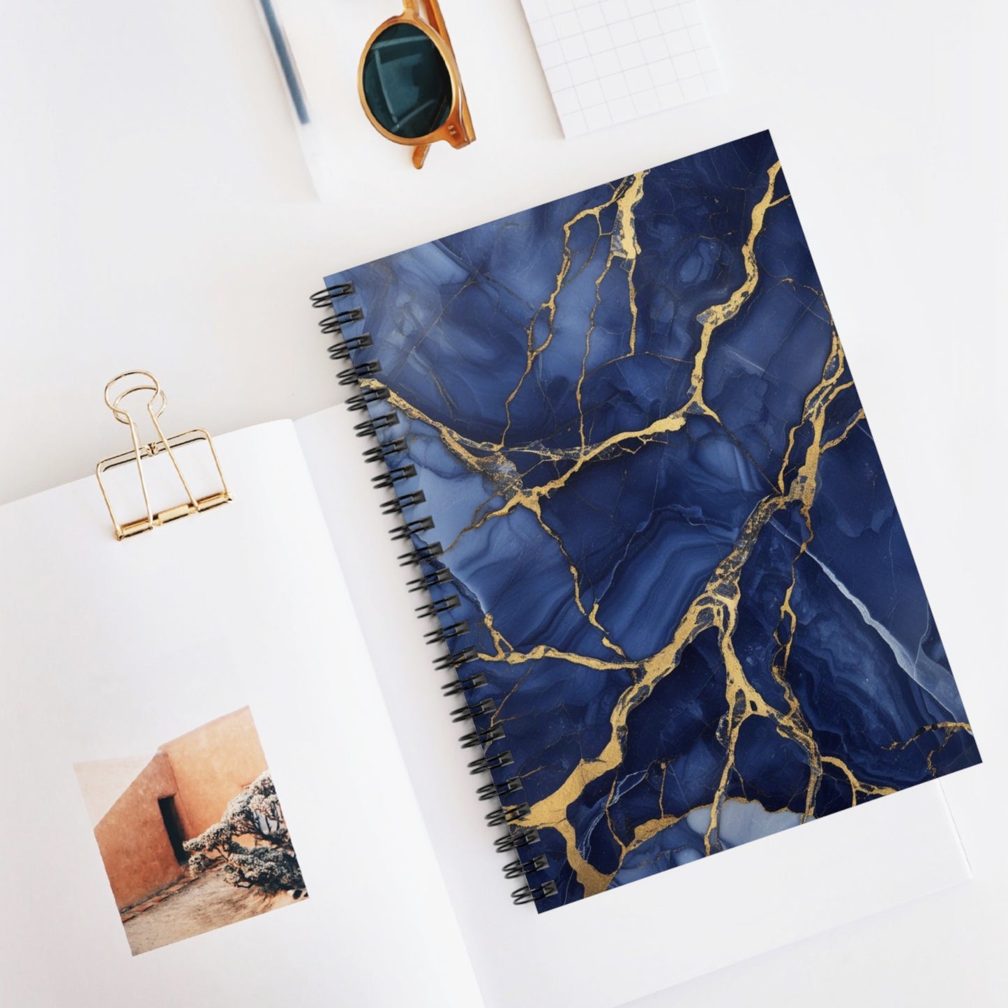 Indigo Marble Spiral Notebook - Ruled Line