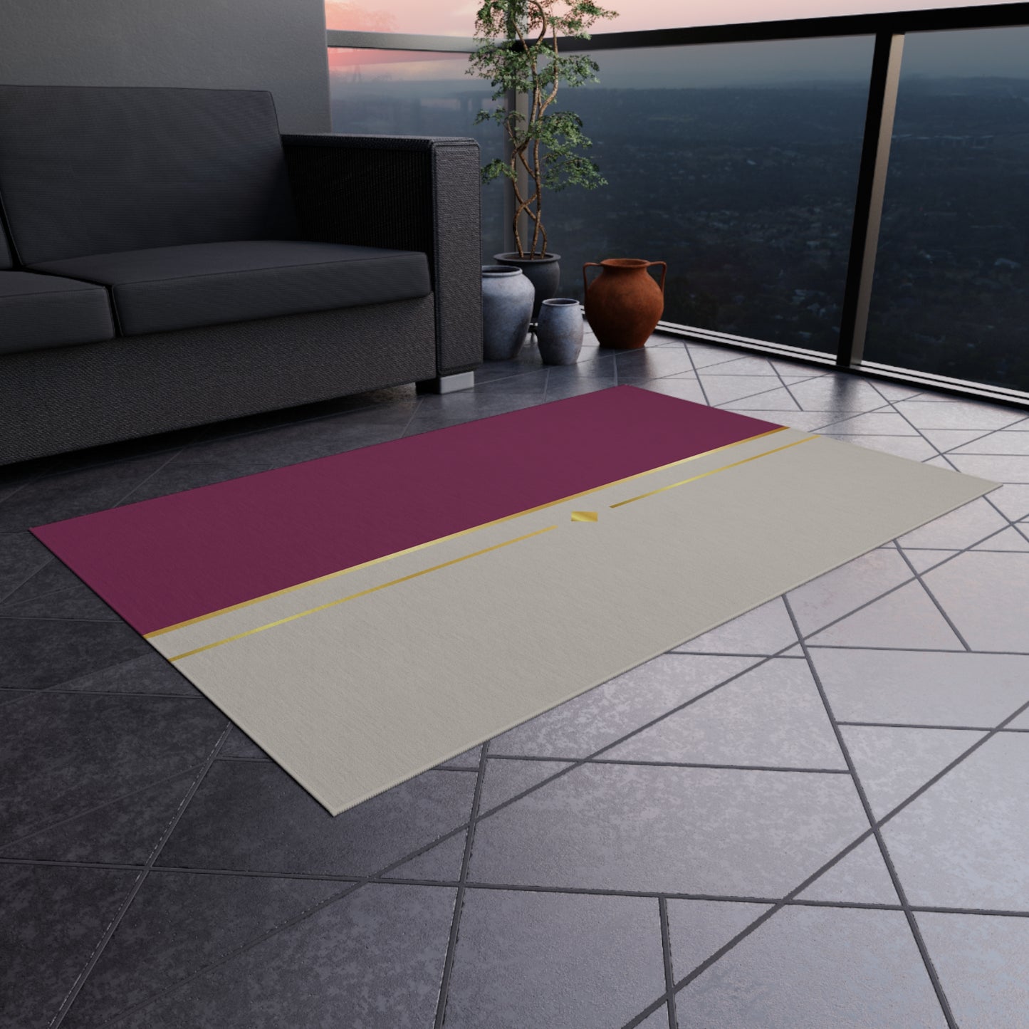 Fuchsia and Taupe Haven Outdoor Rug