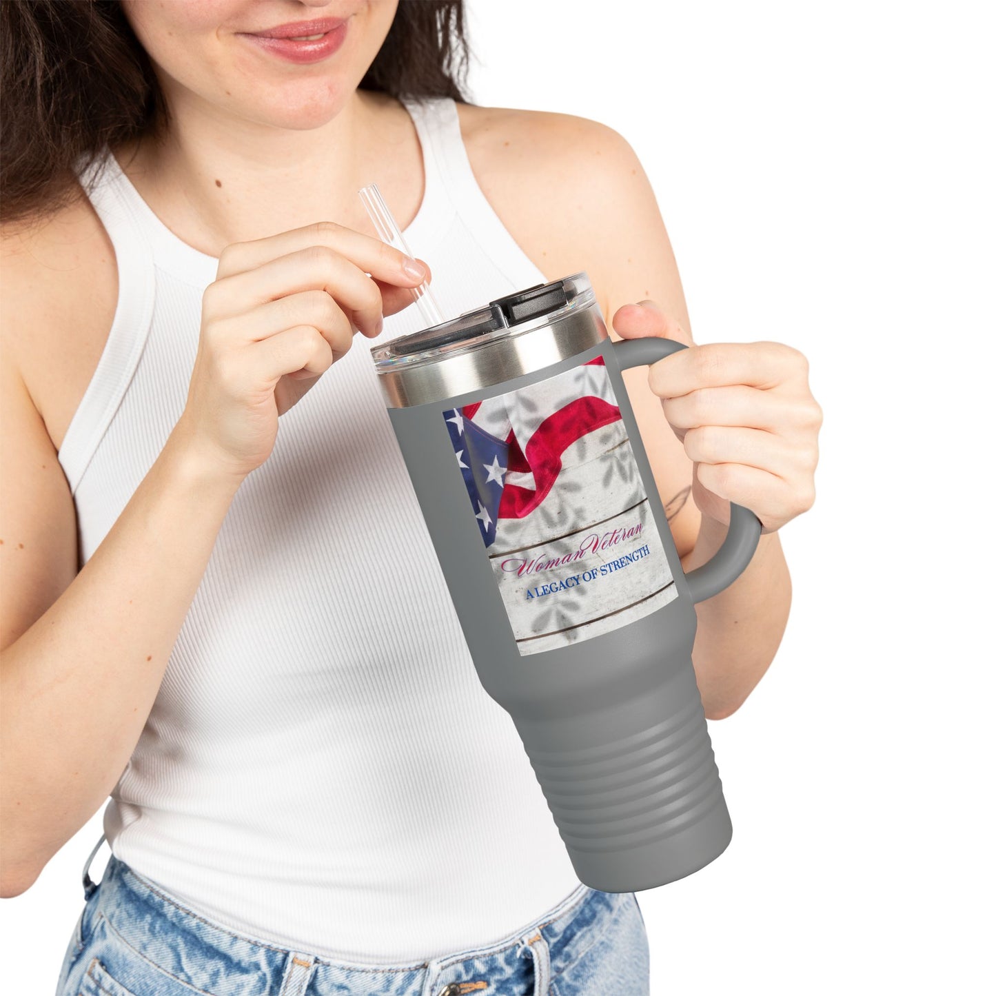 Woman Veteran...Insulated Travel Mug, 40oz