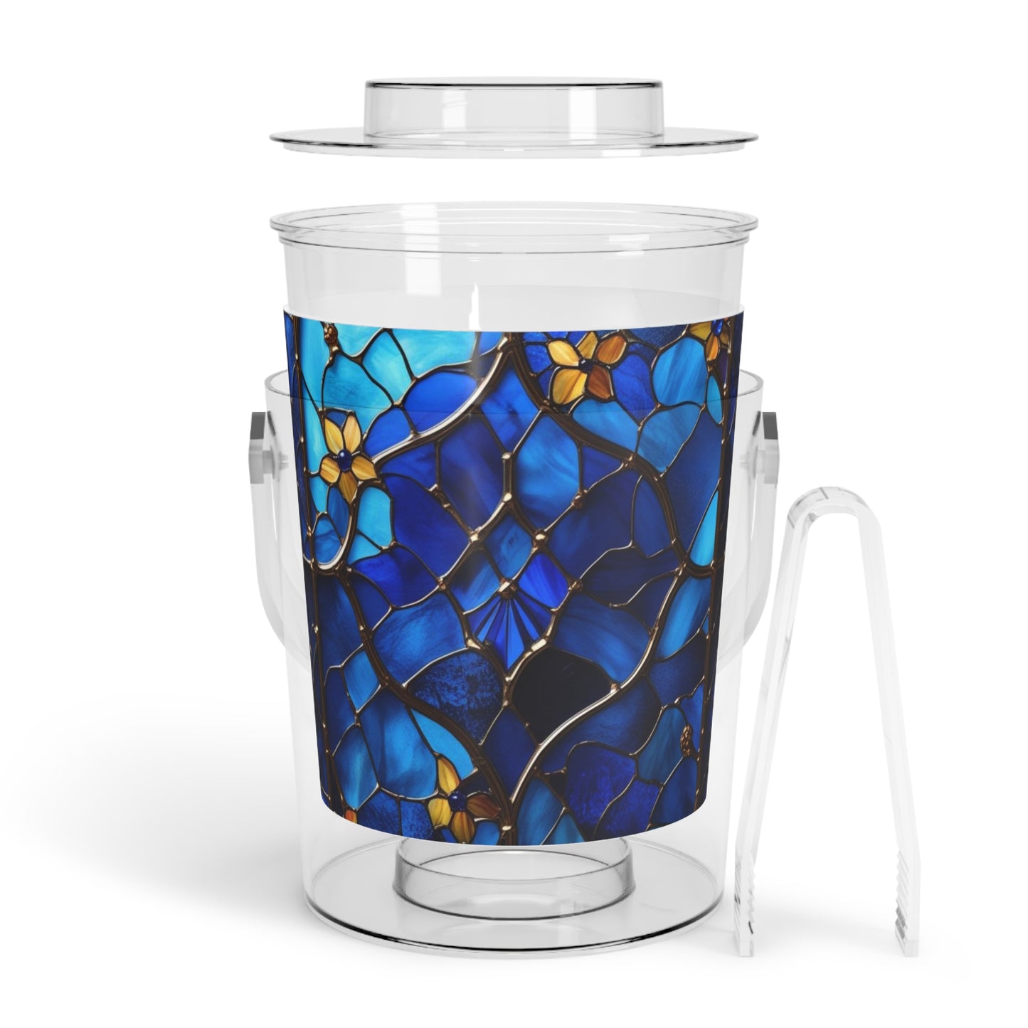Sapphire Radiance Ice Bucket with Tongs