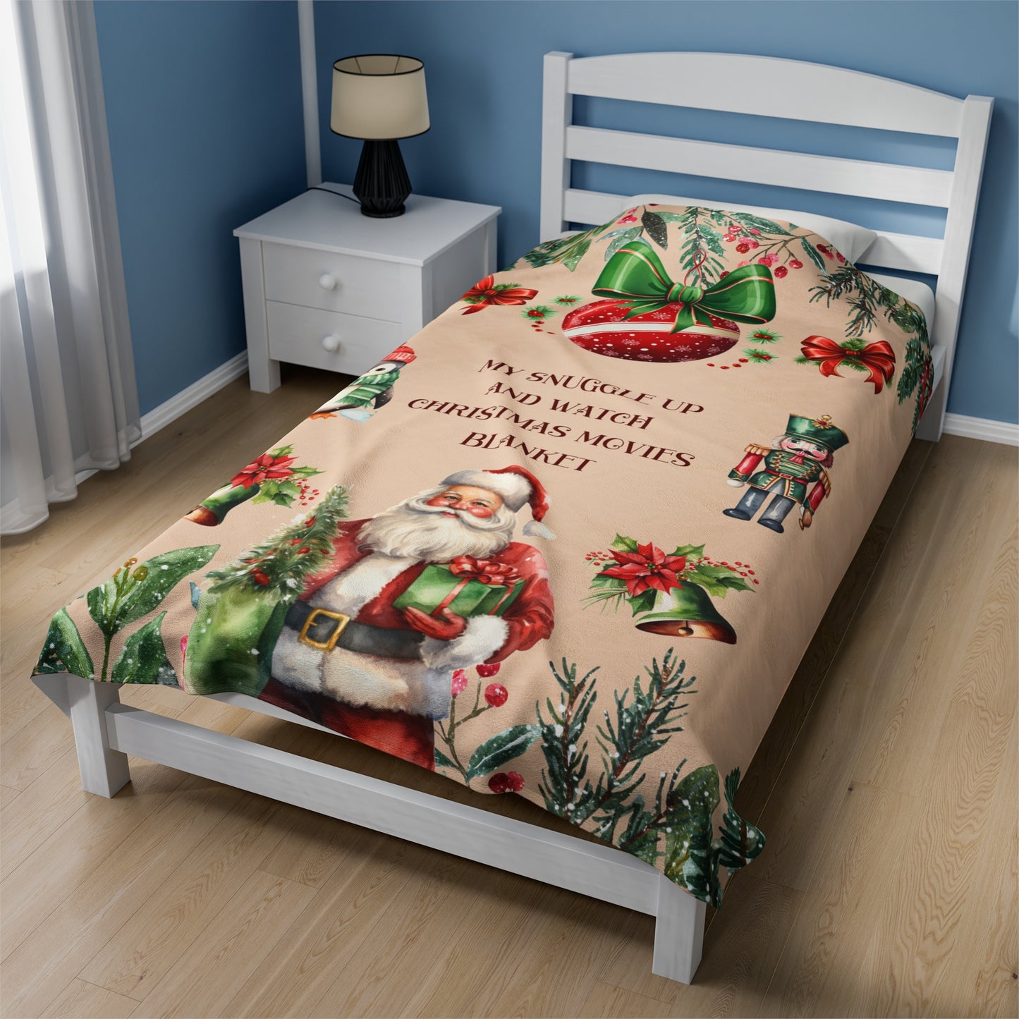 Christmas Movie Watching Velveteen Plush Blanket