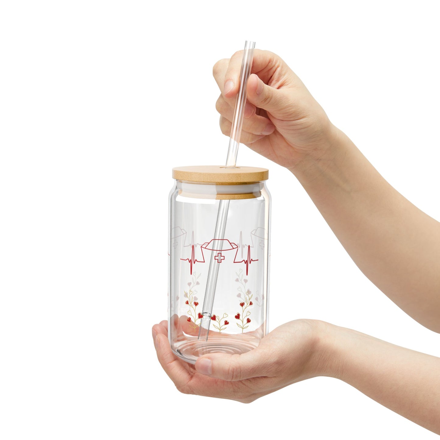 Nurse Heartbeat Sipper Glass, 16oz
