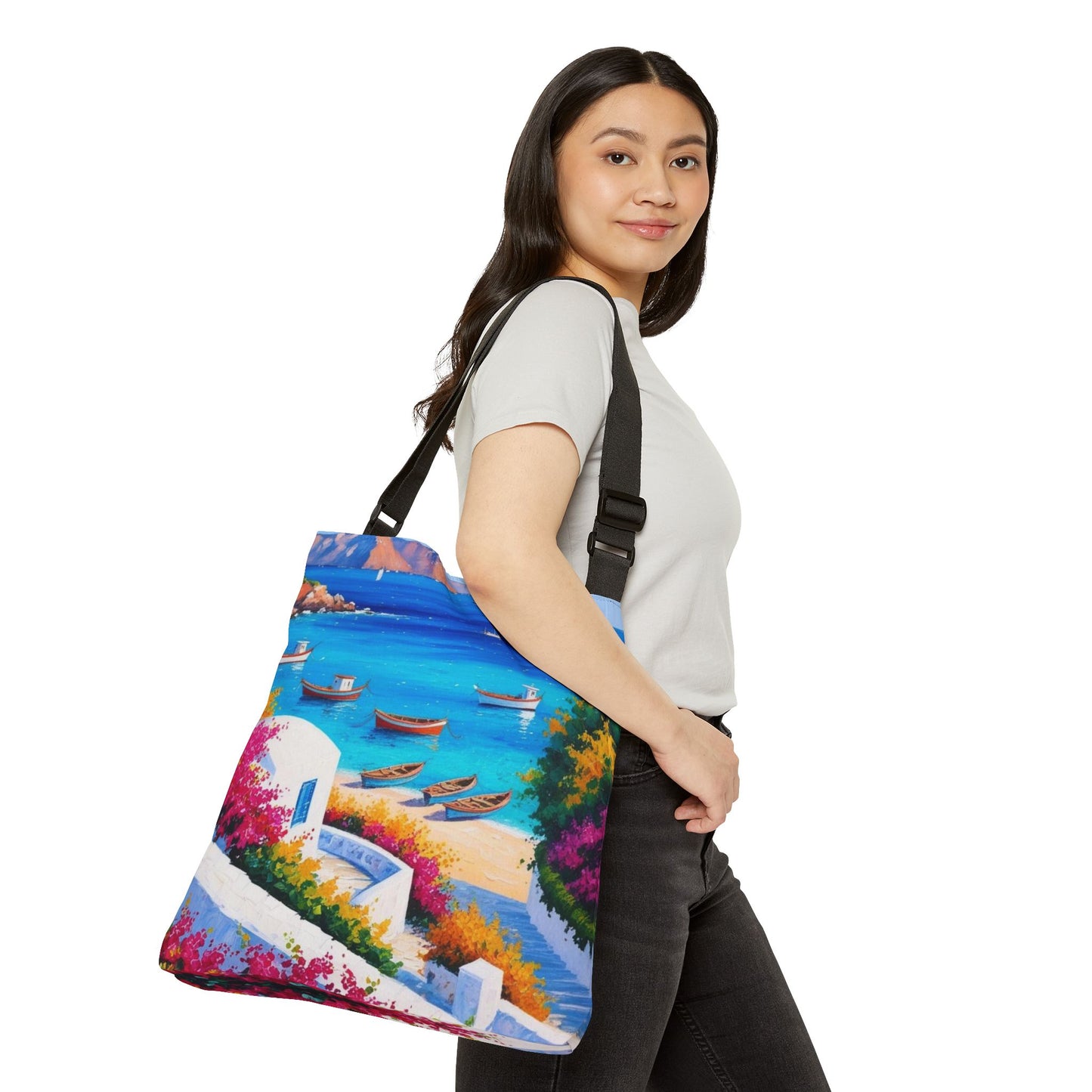 Grecian Seaside Adjustable Tote Bag (AOP)